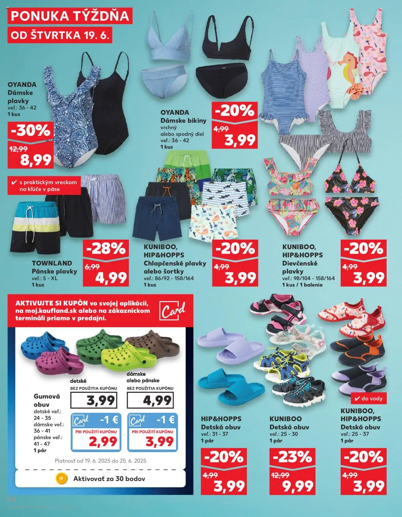 Nové Kaufland akcie – leták je platný od 19.06.2025 | Strana: 64 | Produkty: Plavky, Dámske plavky, Pánske plavky