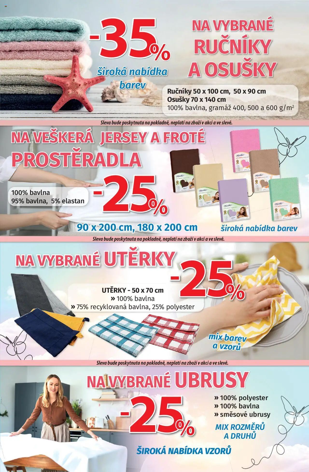 Prior - Akční Nabídka od 08.07.2025 | Strana: 3 | Produkty: Utěrky, Osušky, Prostěradla, Ručníky