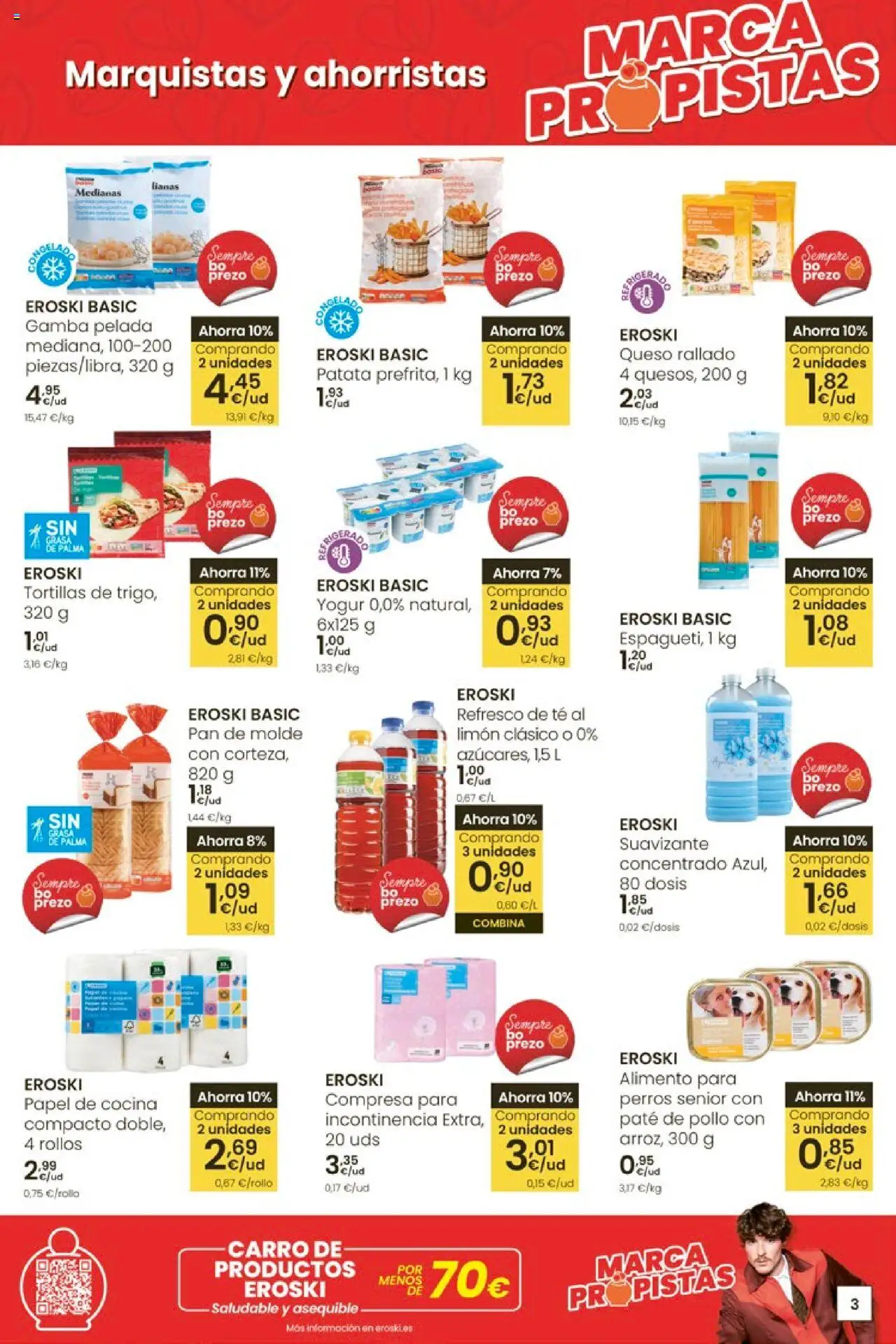 Eroski - Ofertón  │ válido desde el 02.10.2025 | Página: 3 | Productos: Yogur, Paté, Suavizante, Gamba