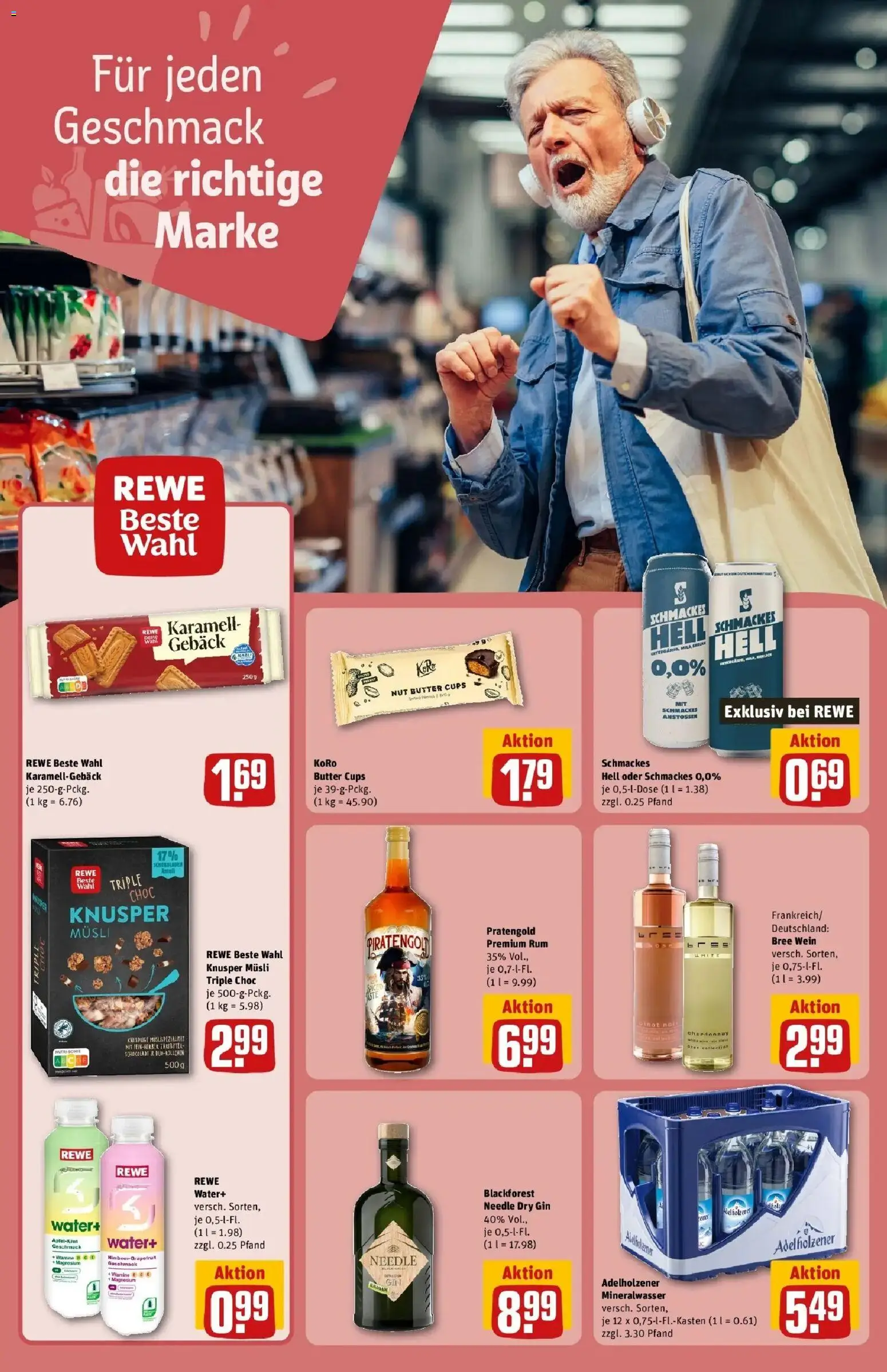 Rewe Prospekt Köln / Weidenpesch	 – gültig ab 12.04.2026 | Seite: 18 | Produkte: Musli, Rum, Adelholzener, Wein