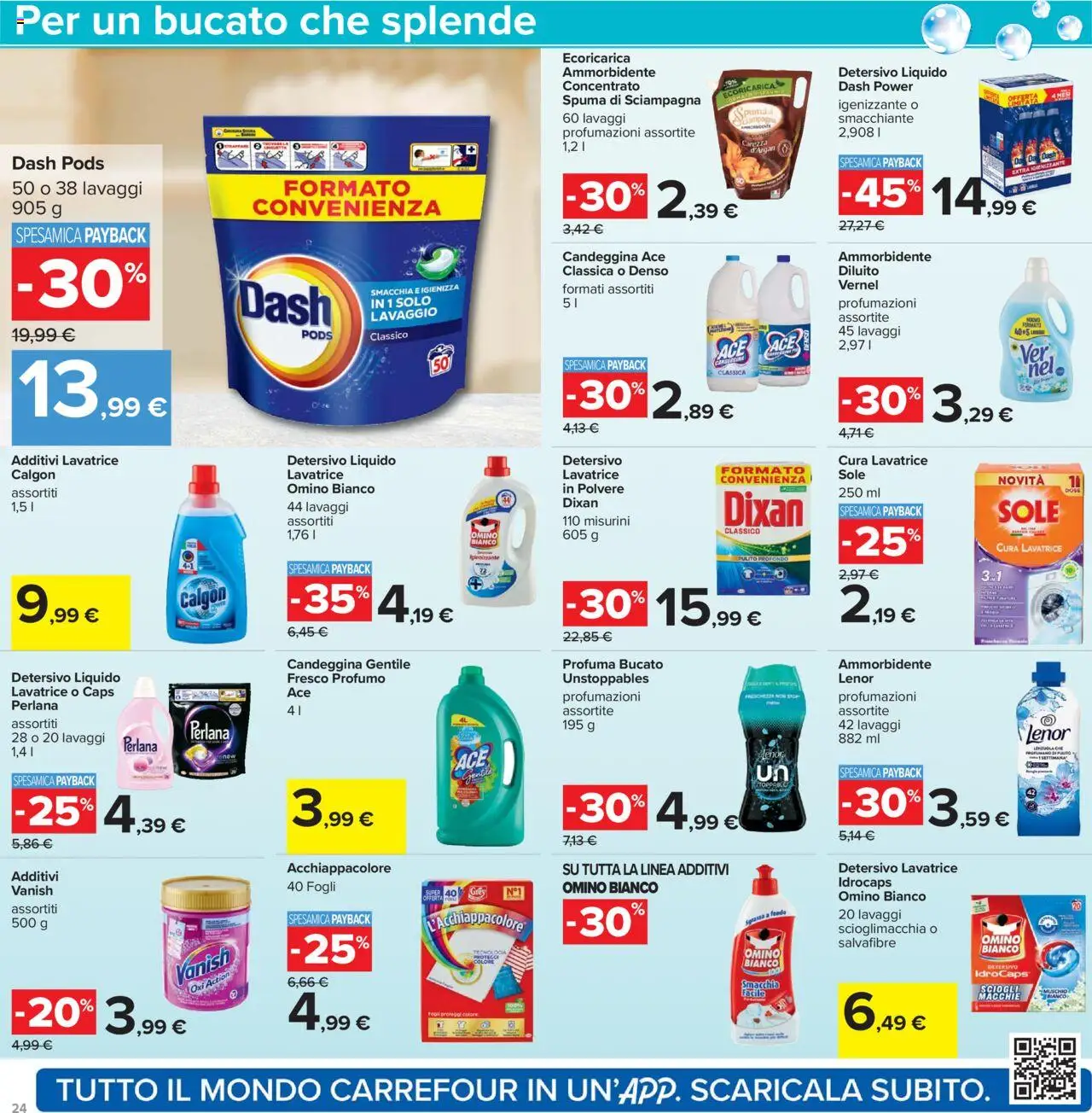 Volantino Carrefour del 26.09.2025 | Pagina: 24 | Prodotti: Ammorbidente, Candeggina, Lavatrice, Profumo