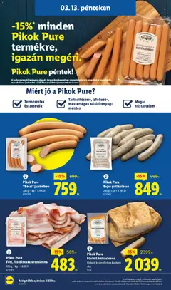 Pikok Pure Sertésrudacska sertéscombból, Sertéshúsból készült termék - amely érvényes a következő dátumtól: 12.03.2026 | Oldal: 46 | Termékek: Grillkolbász, Hús, Császárszalonna