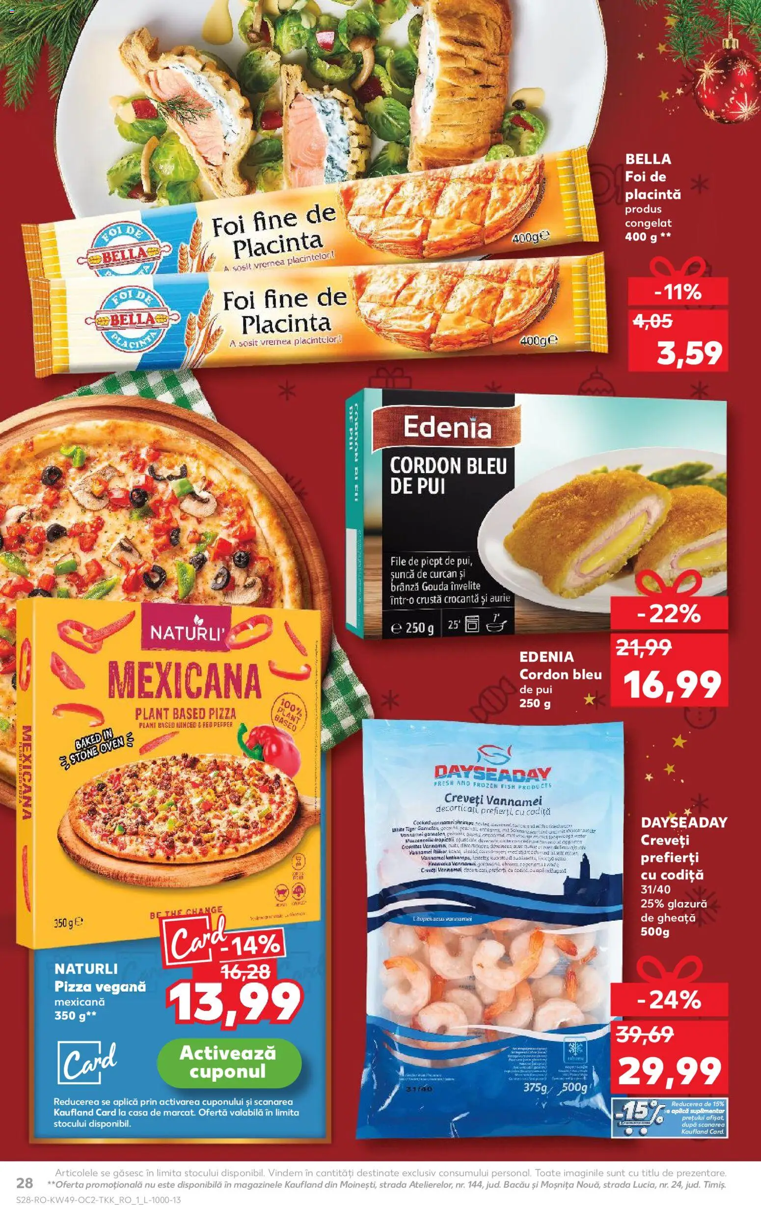Noul catalog Kaufland – valabil de la 03.12.2025 | Pagină: 28 | Produse: Cordon bleu, Șuncă, Pizza, Gouda