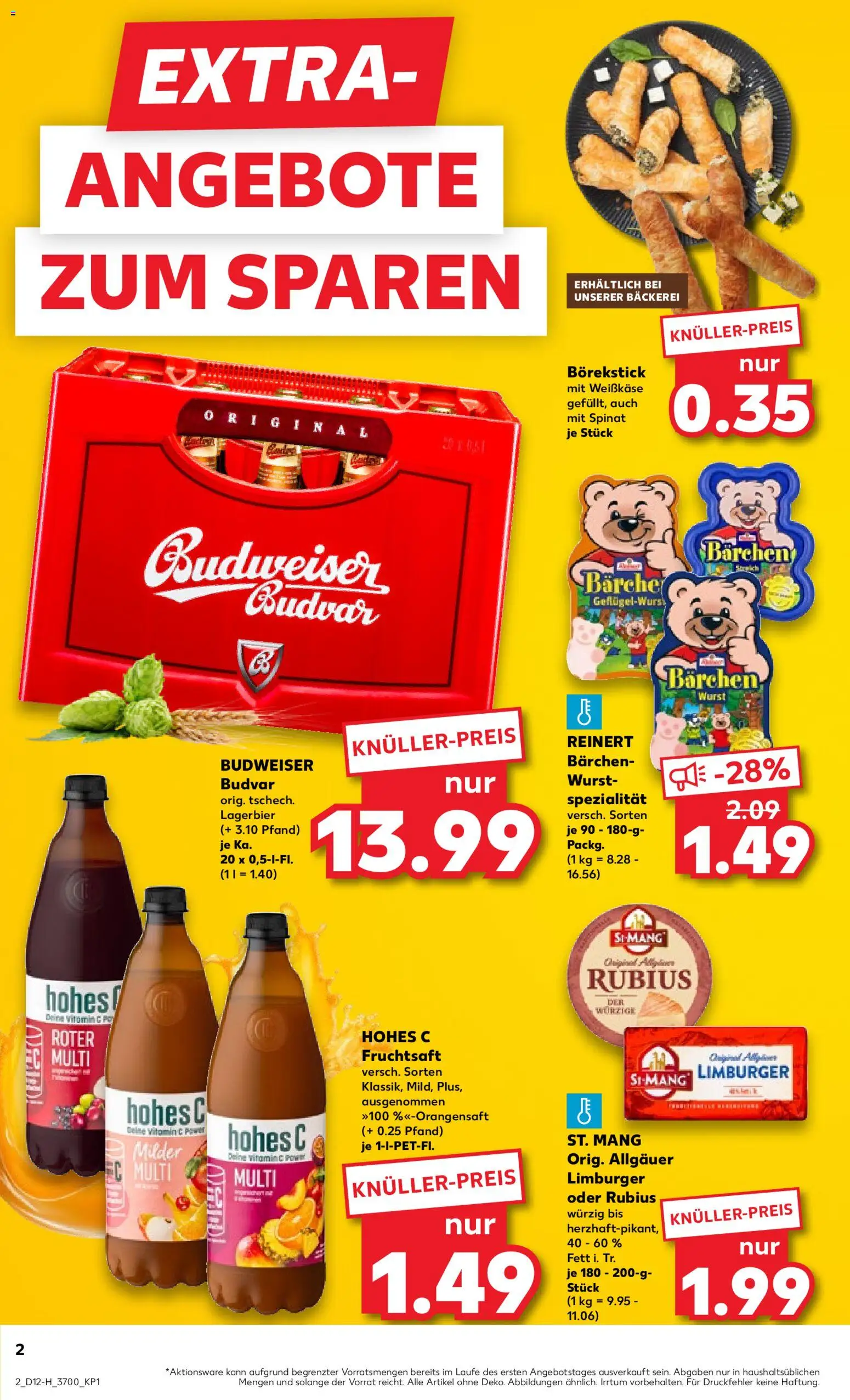 Kaufland Prospekt Rostock	 – gültig ab 19.03.2026 | Seite: 2 | Produkte: Wurst, Hohes c, Budweiser, Fruchtsaft