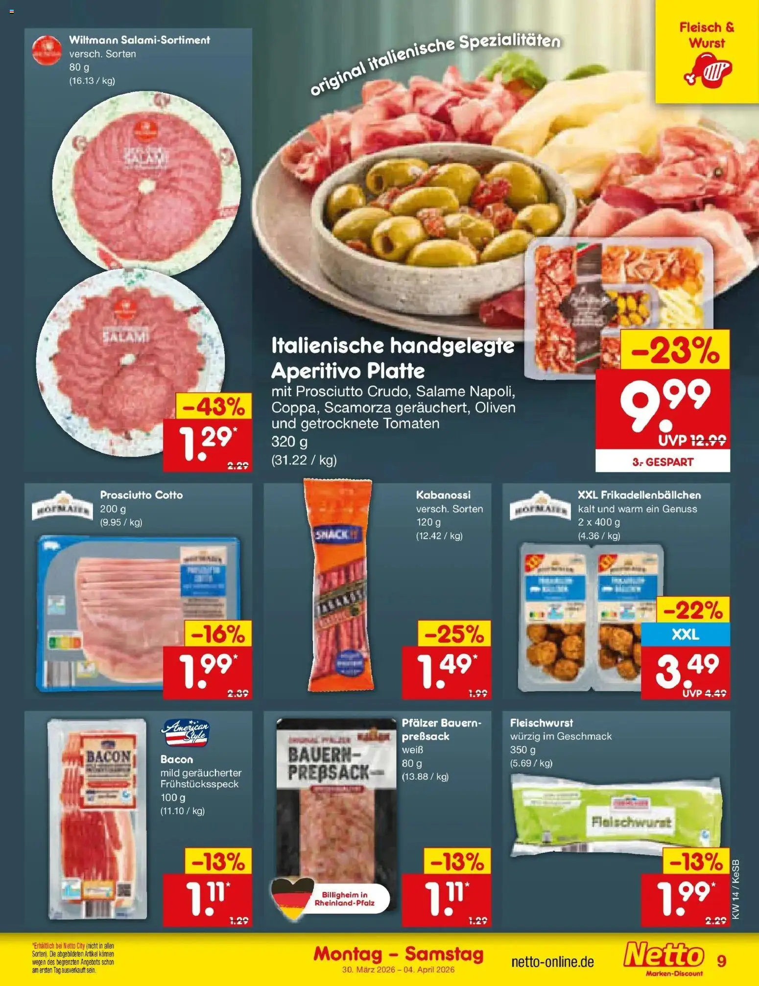 Netto Marken-Discount Prospekt Bonn	 – gültig ab 30.03.2026 | Seite: 9 | Produkte: Tomaten, Wurst, Fleisch