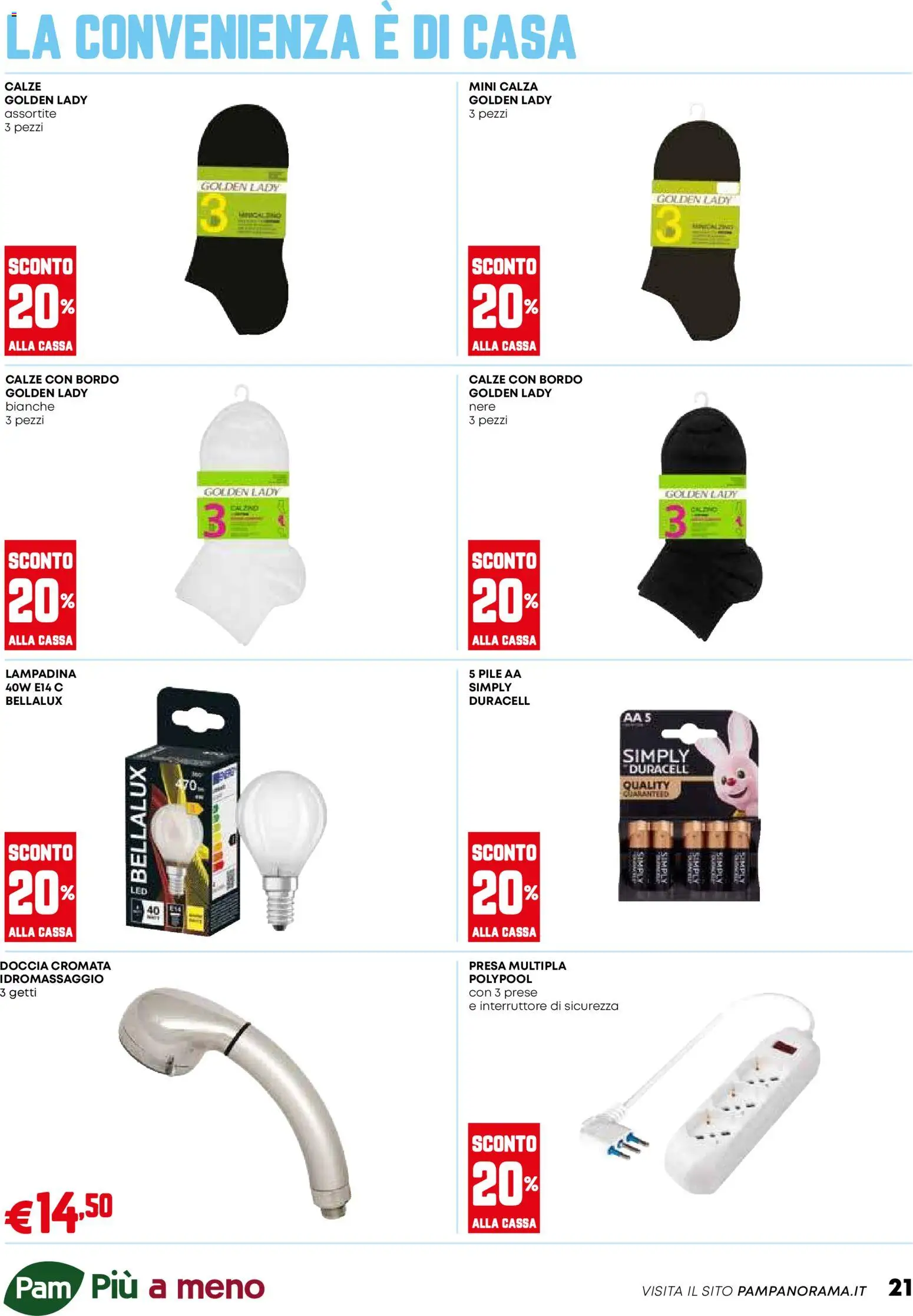 Volantino PAM del 23.04.2026 | Pagina: 21 | Prodotti: Pile, Presa multipla, Presa, Doccia