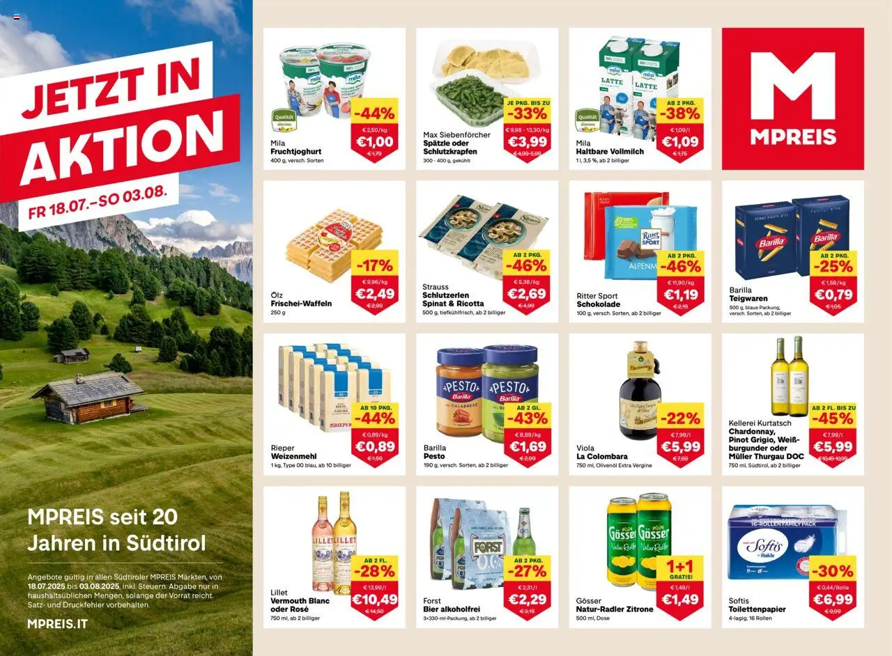 MPREIS Algund gültig ab 18.07.2025 | Seite: 1 | Produkte: Zitrone, Schokolade, Bier
