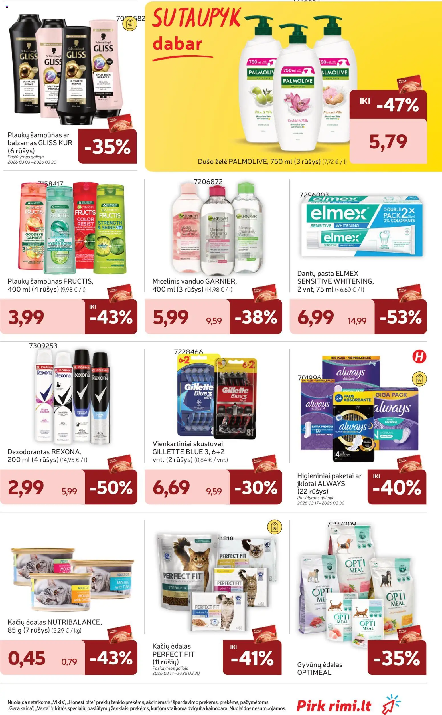 Rimi akcijos nuo 17.03.2026 | Puslapis: 33 | Prekių: Balzamas, Šampūnas, Micelinis vanduo, Dezodorantas