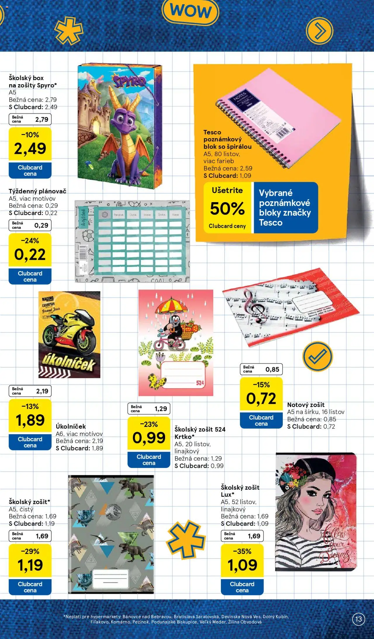 Tesco všetko pre vášho školáka │ platný od 11.08.2025 | Strana: 13 | Produkty: Zošit, Notebook