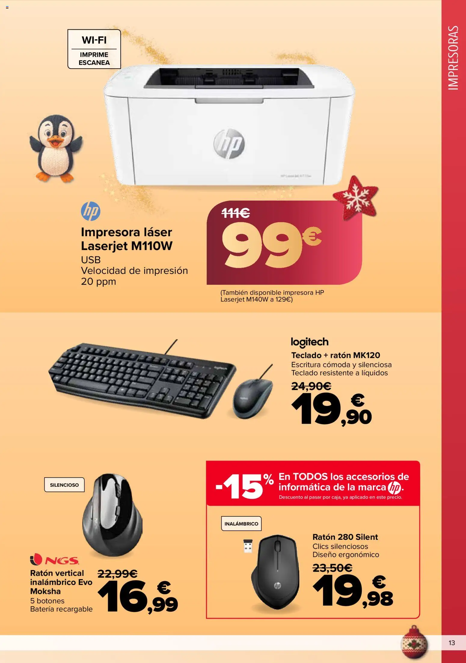Carrefour folleto │ válido desde el 03.12.2025 | Página: 13 | Productos: Impresora, Teclado, Batería