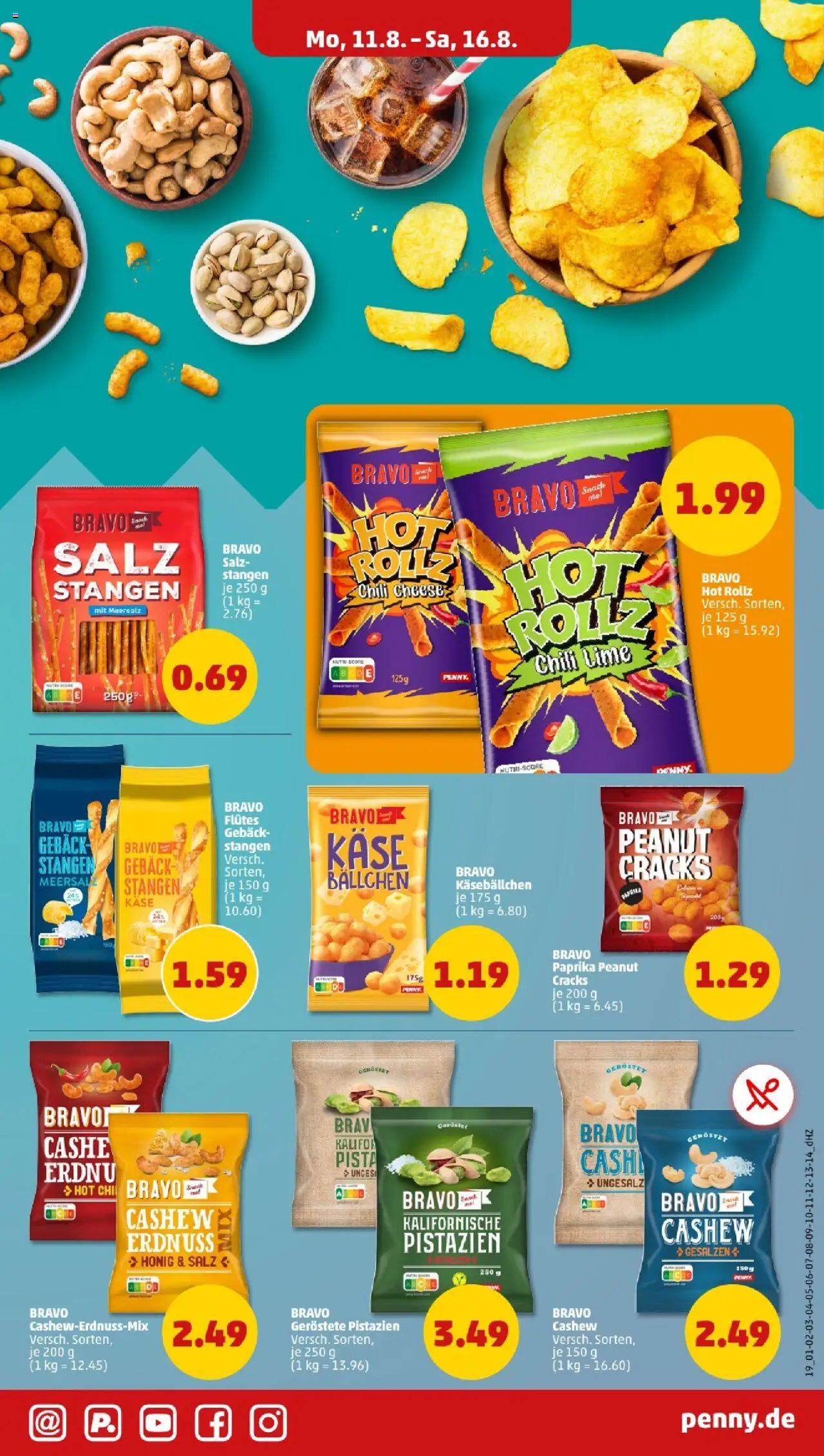 Penny - Mecklenburg-Vorpommern - gültig ab dem 11.08.2025 | Seite: 19 | Produkte: Käse, Pistazien, Paprika, Salz