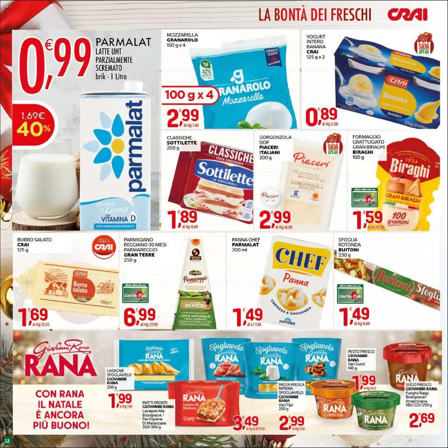 Volantino CRAI del 18.12.2025 | Pagina: 12 | Prodotti: Yogurt, Mozzarella, Burro, Sugo