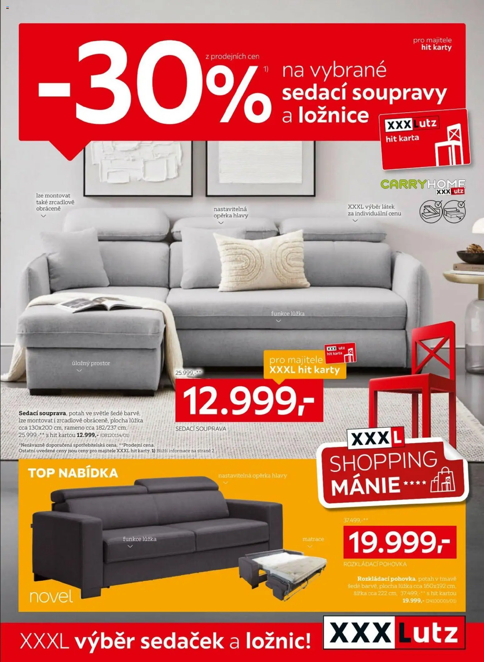 XXXLutz leták - XXXL výběr sedaček a ložnic od 07.04.2026 | Strana: 1 | Produkty: Sedací souprava, Rozkládací pohovka, Matrace, Karty