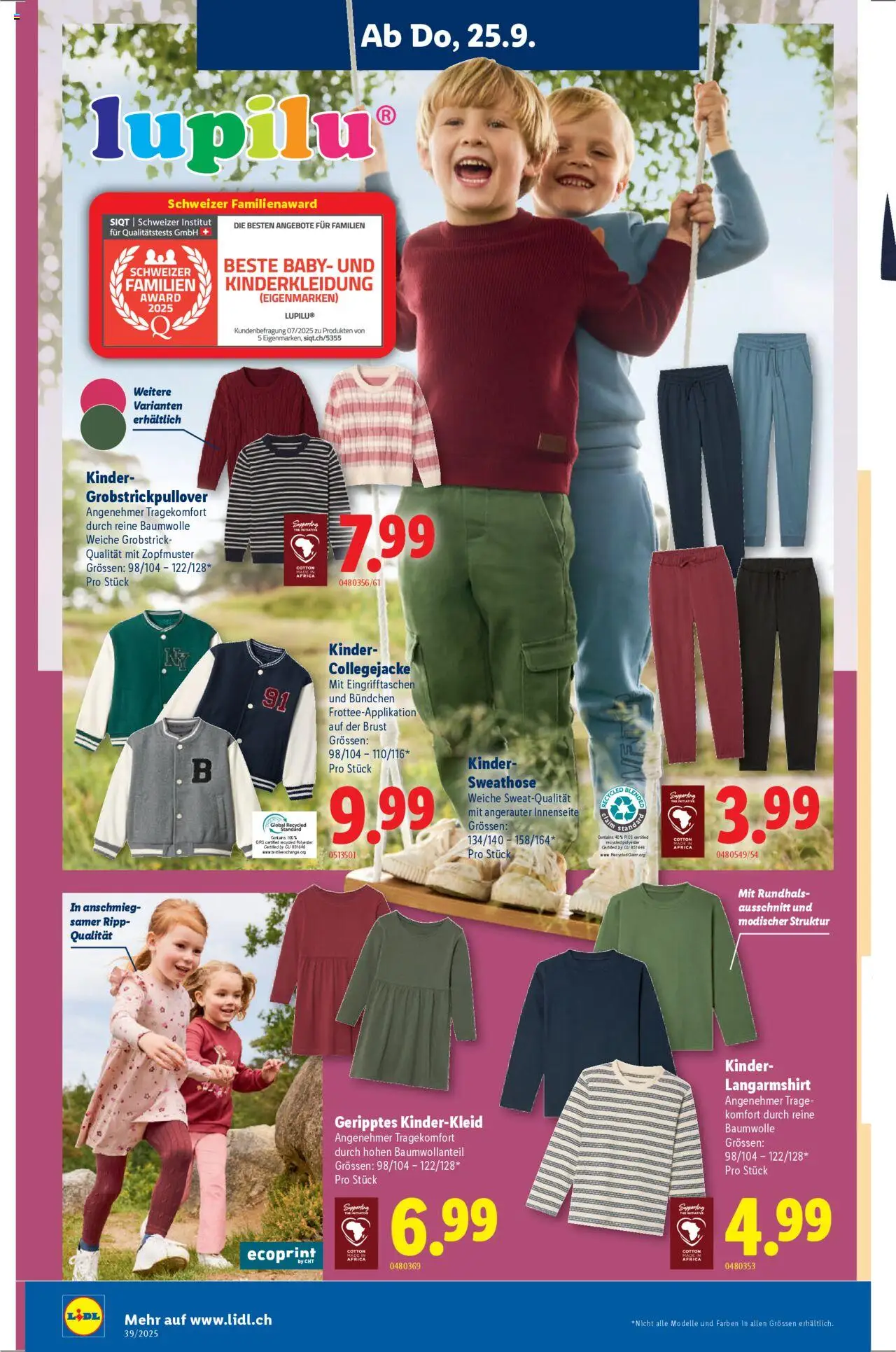 Lidl Aktionen – gültig ab 25.09.2025 | Seite: 16 | Produkte: Sweathose, Langarmshirt