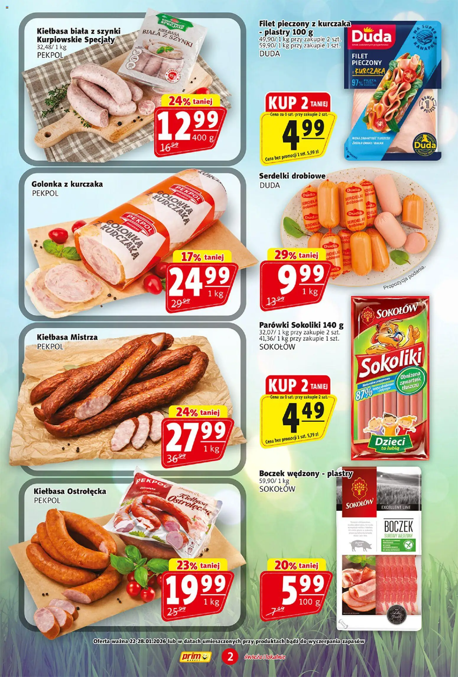 Prim Market Gazetka od 22.01.2026 | Strona: 2 | Produkty: Kiełbasa, Boczek wędzony, Boczek surowy, Przyprawy