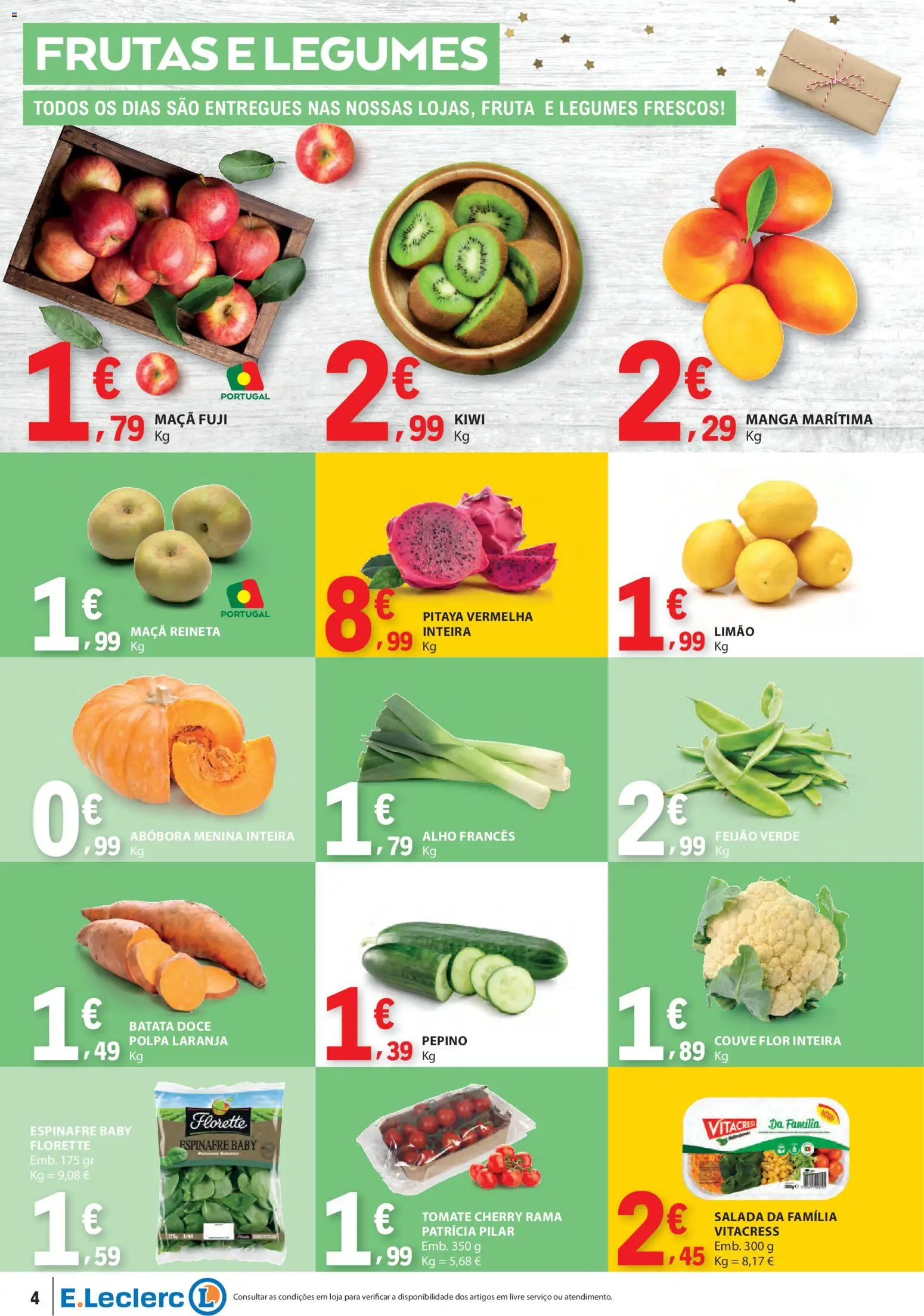 E.Leclerc folheto │ válido de 27.11.2025 | Página: 4 | Produtos: Batata, Maça, Abóbora, Couve