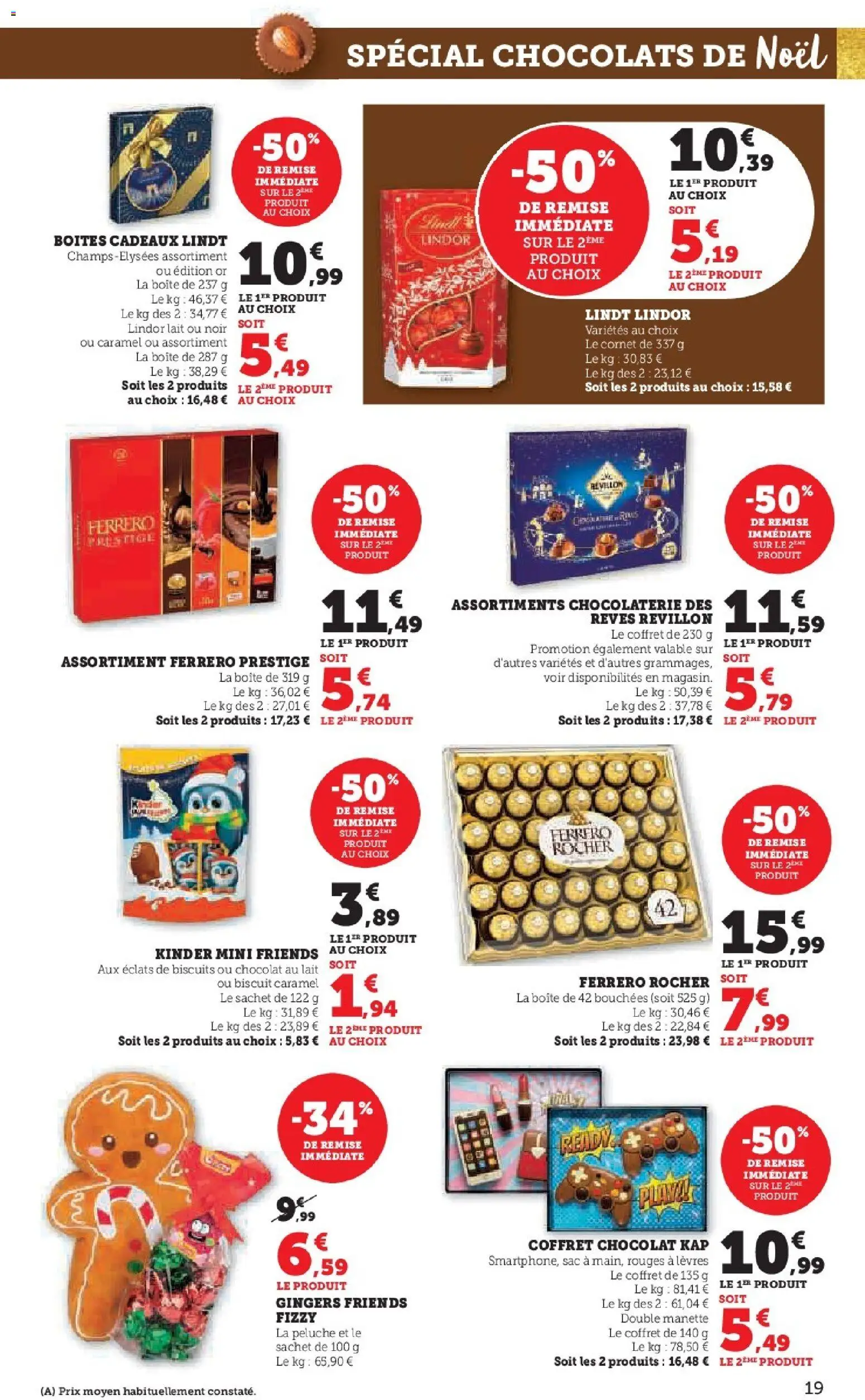 {H1} | Page: 19 | Produits: Chocolats de noël, Ferrero rocher, Lait, Lindt