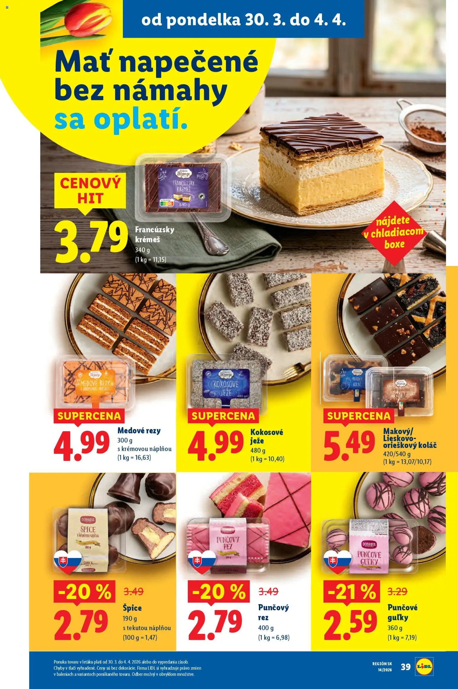 Nové Lidl akcie – leták je platný od 30.03.2026 | Strana: 48 | Produkty: Koláč