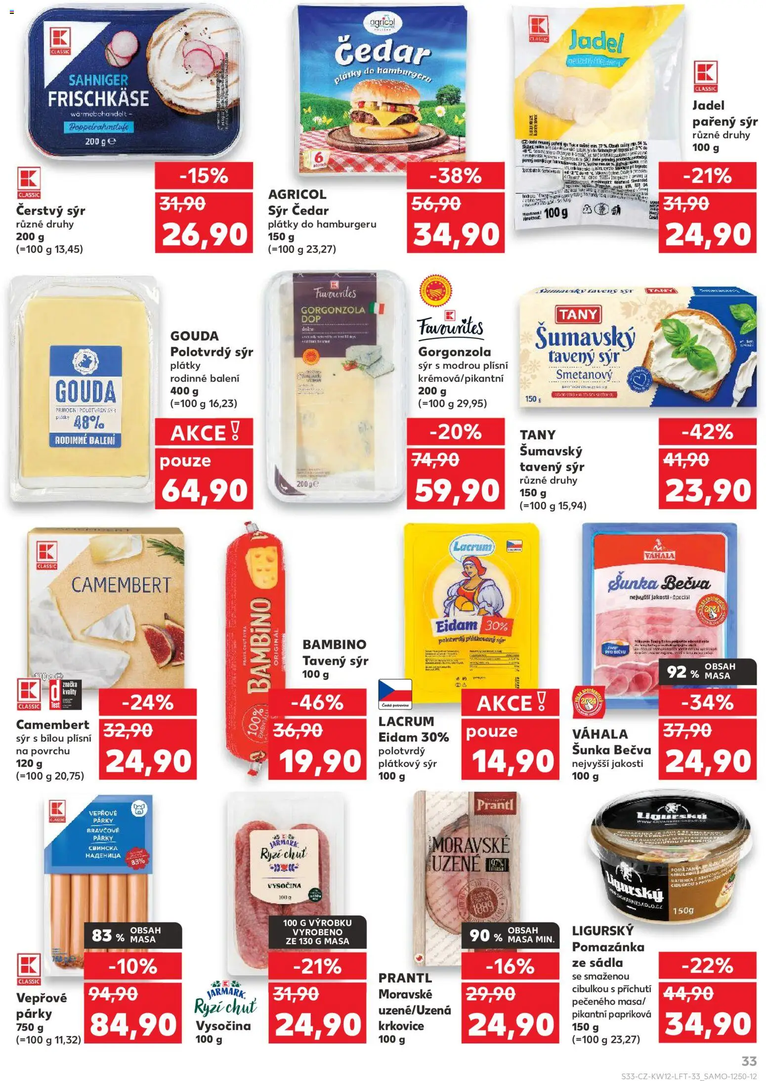 Kaufland leták - Plzeň Bory od 18.03.2026 | Strana: 33 | Produkty: Eidam, Gorgonzola, Rýži, Čerstvý sýr