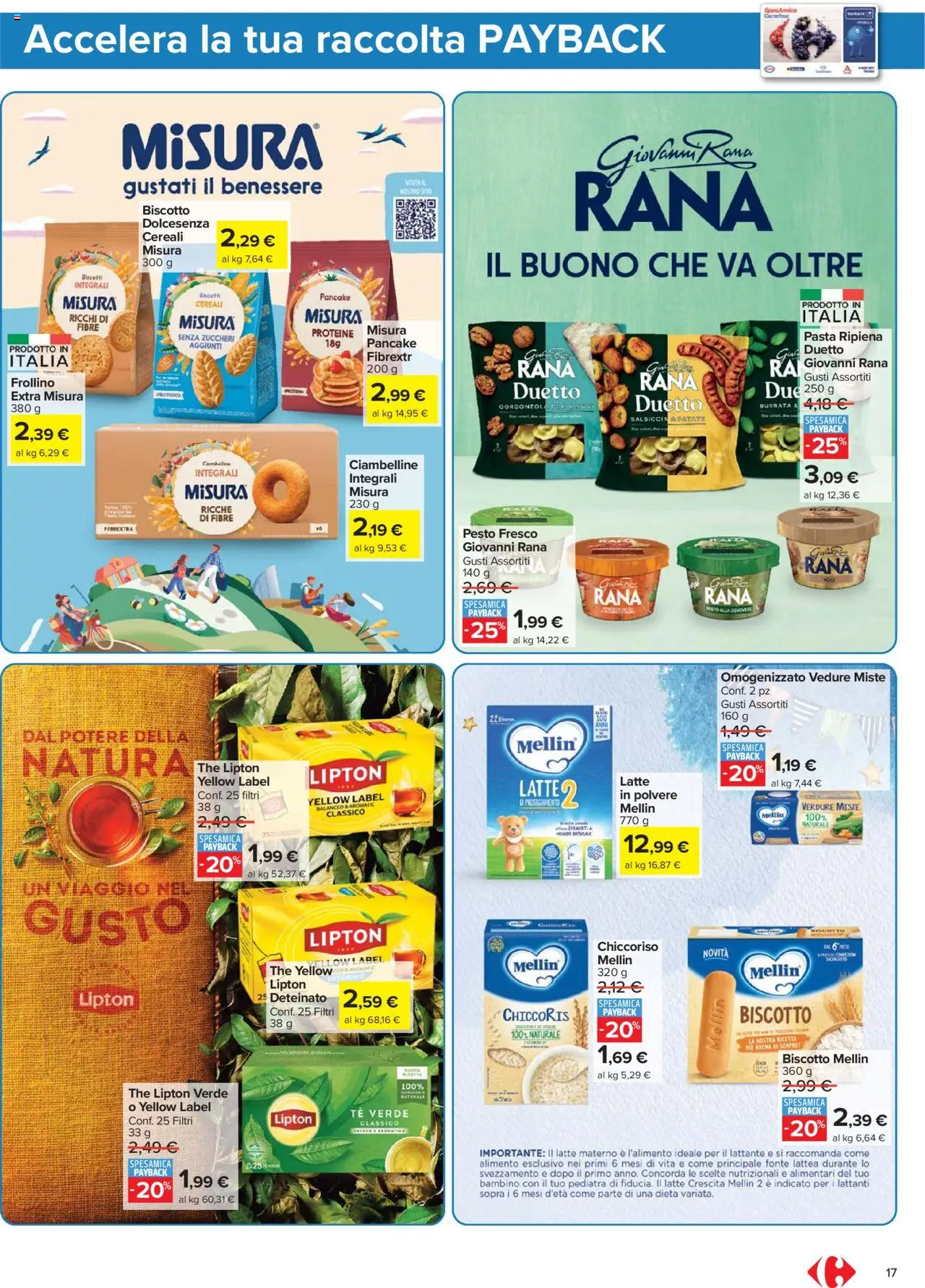 Volantino Carrefour del 10.10.2025 | Pagina: 17 | Prodotti: Biscotti, Pesto, Biberon, Gorgonzola