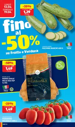 Anteprima del volantino POMODORO PICCADILLY 500 G, I COLORI DEL SAPORE valido a partire dal 13.04.2026 | Pagina: 8 | Prodotti: Patate, Frutta, Pomodoro, Zucchine