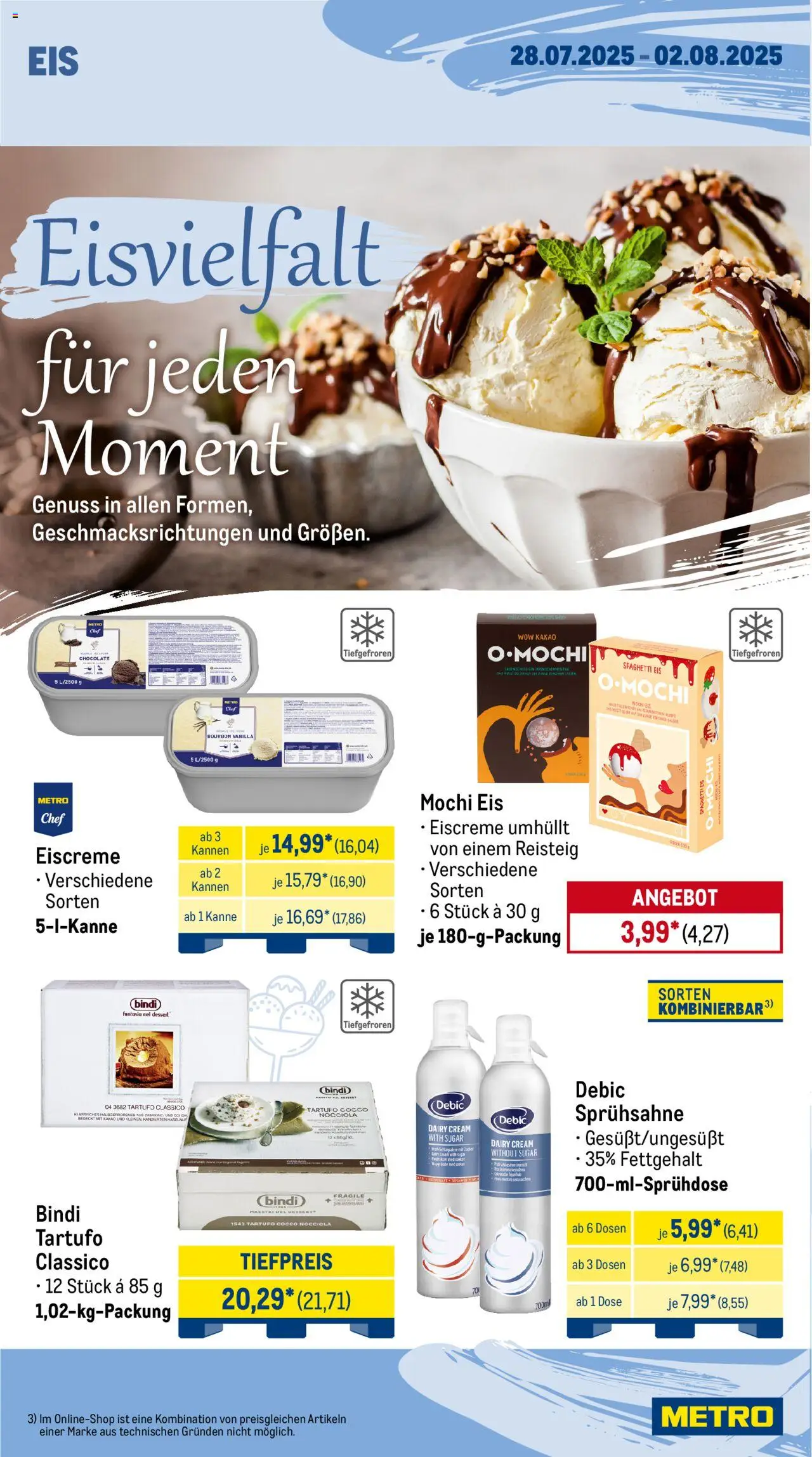Metro Wochen-Angebote Gastro - gültig ab dem 28.07.2025 | Seite: 12 | Produkte: Schlagsahne, Eiscreme, Bourbon, Eis