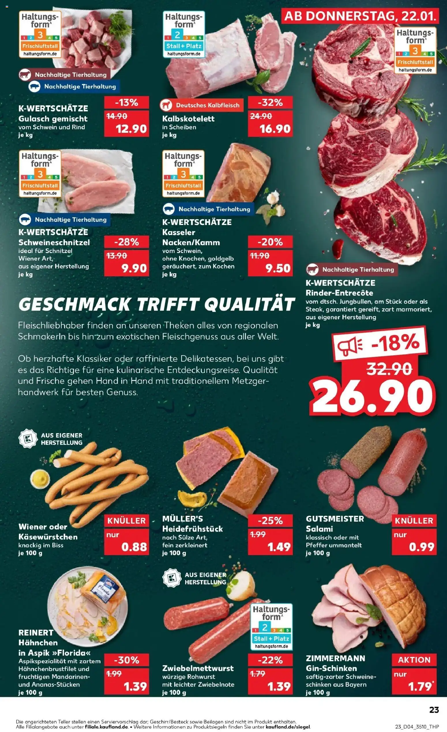 Kaufland prospekt Sömmerda	 – gültig ab 25.01.2026 | Seite: 23 | Produkte: Entrecote, Schnitzel, Gulasch, Pfeffer