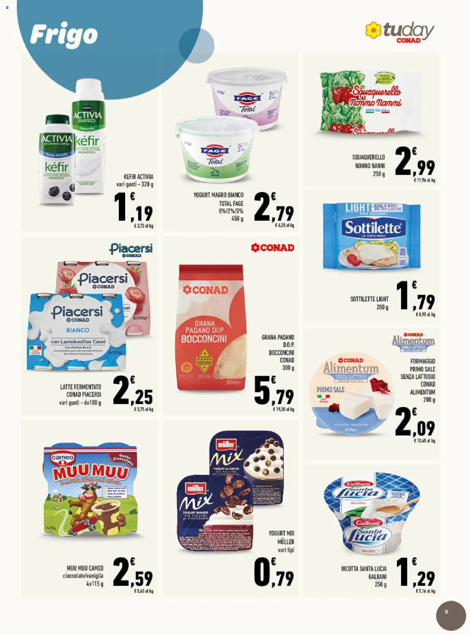 Volantino Conad del 25.02.2026 | Pagina: 9 | Prodotti: Yogurt, Sale, Formaggio, Grana Padano