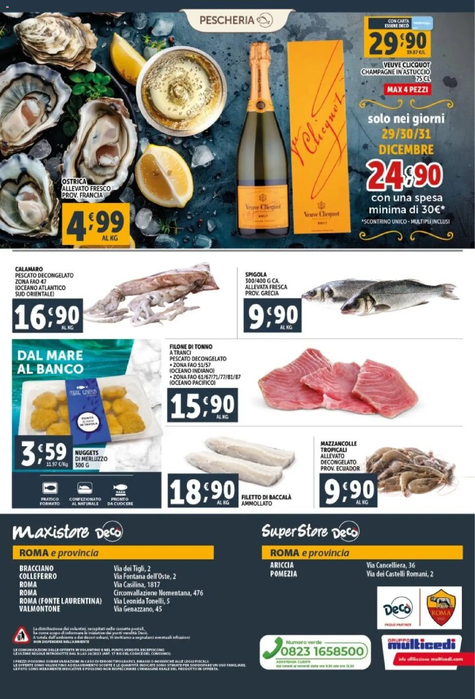 Volantino Decò del 29.12.2025 | Pagina: 24 | Prodotti: Merluzzo, Nuggets, Champagne, Spigola