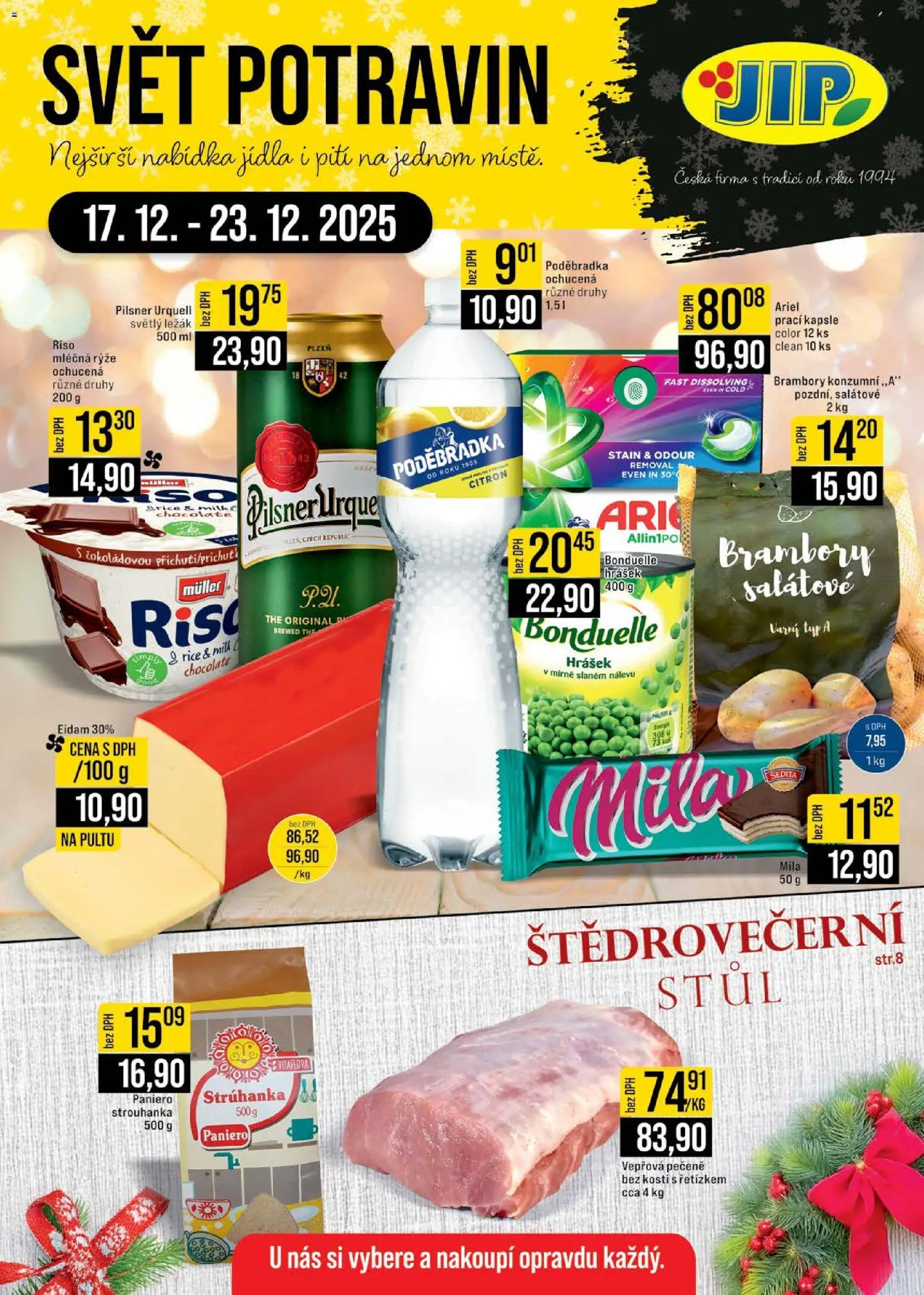 Jip leták - Cash & Carry od 17.12.2025 | Strana: 1 | Produkty: Mléčná rýže, Kapsle, Eidam, Milk chocolate