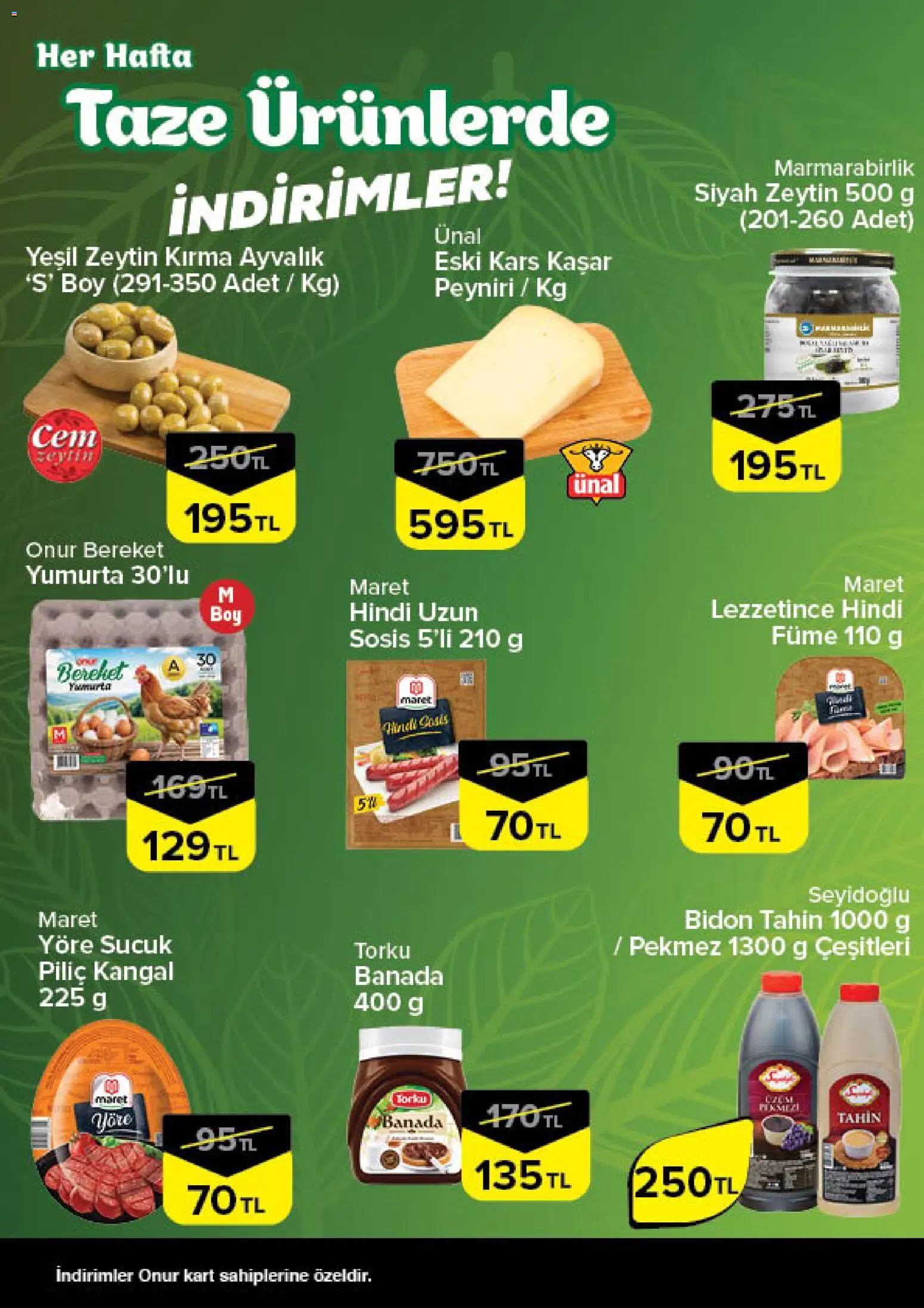 Onur Market - Taze Ürünlerde İndirimler - İstanbul & Trakya - 26.03.2026 tarihinden itibaren geçerlidir | Sayfa: 2 | Ürünler: Yumurta, Sosis, Piliç, Zeytin