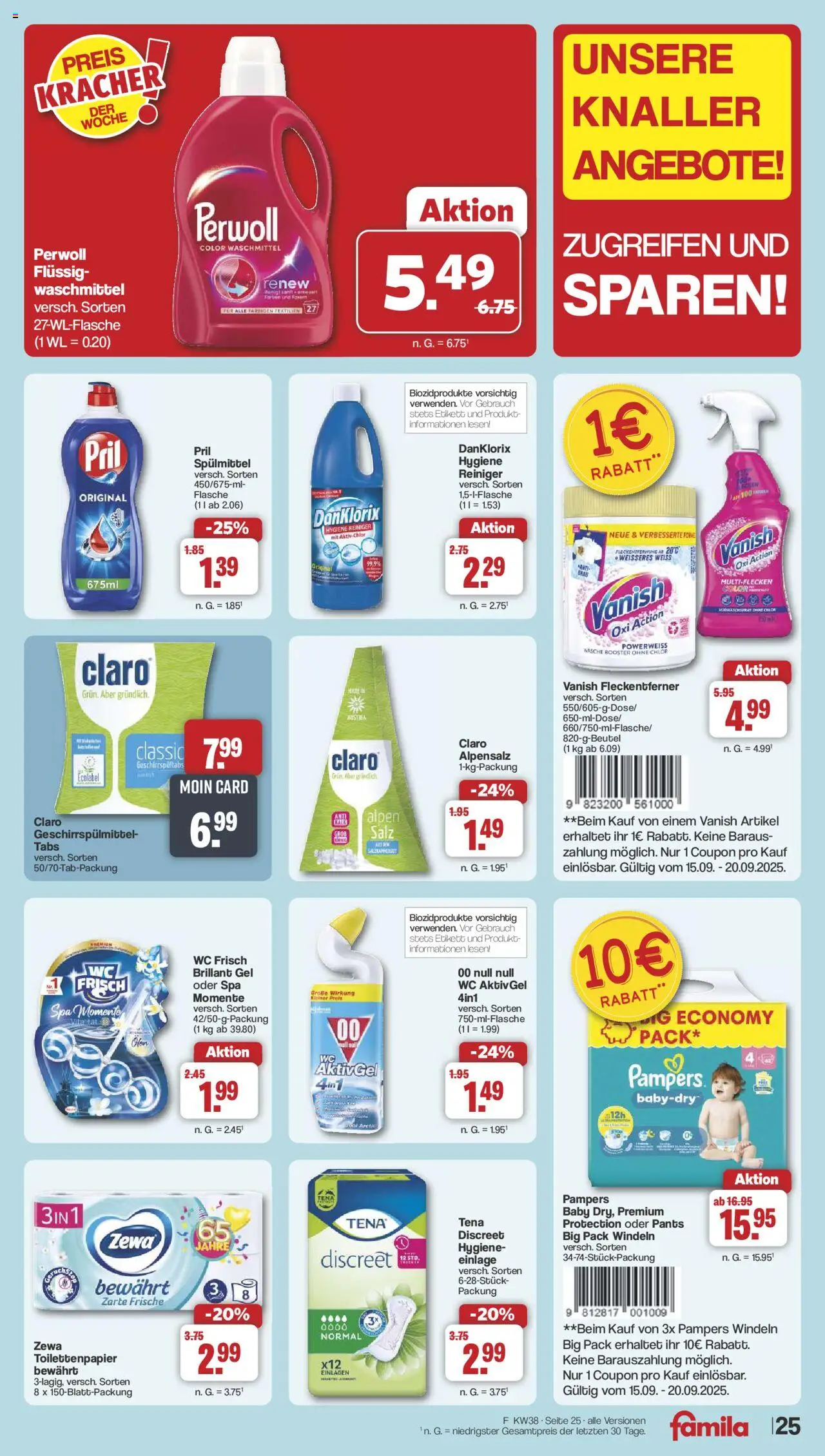 Famila Nordwest Prospekt 	 – gültig ab 15.09.2025 | Seite: 27 | Produkte: Pampers, Perwoll, Geschirrspülmittel, Pril