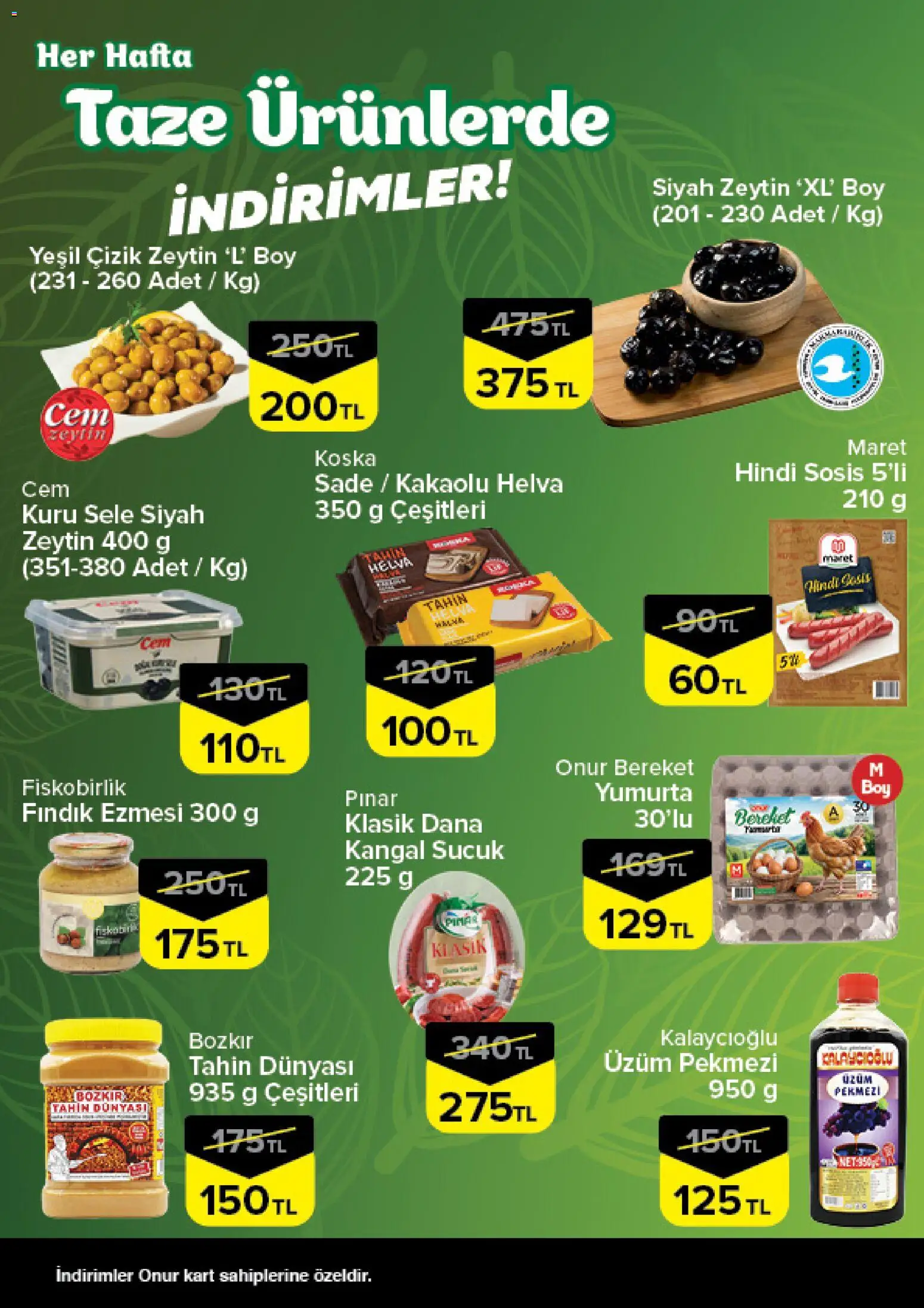 Onur Market Taze Ürünlerde İndirimler - Bursa - 29.01.2026 tarihinden itibaren geçerlidir | Sayfa: 2 | Ürünler: Yumurta, Fındık, Üzüm, Sucuk