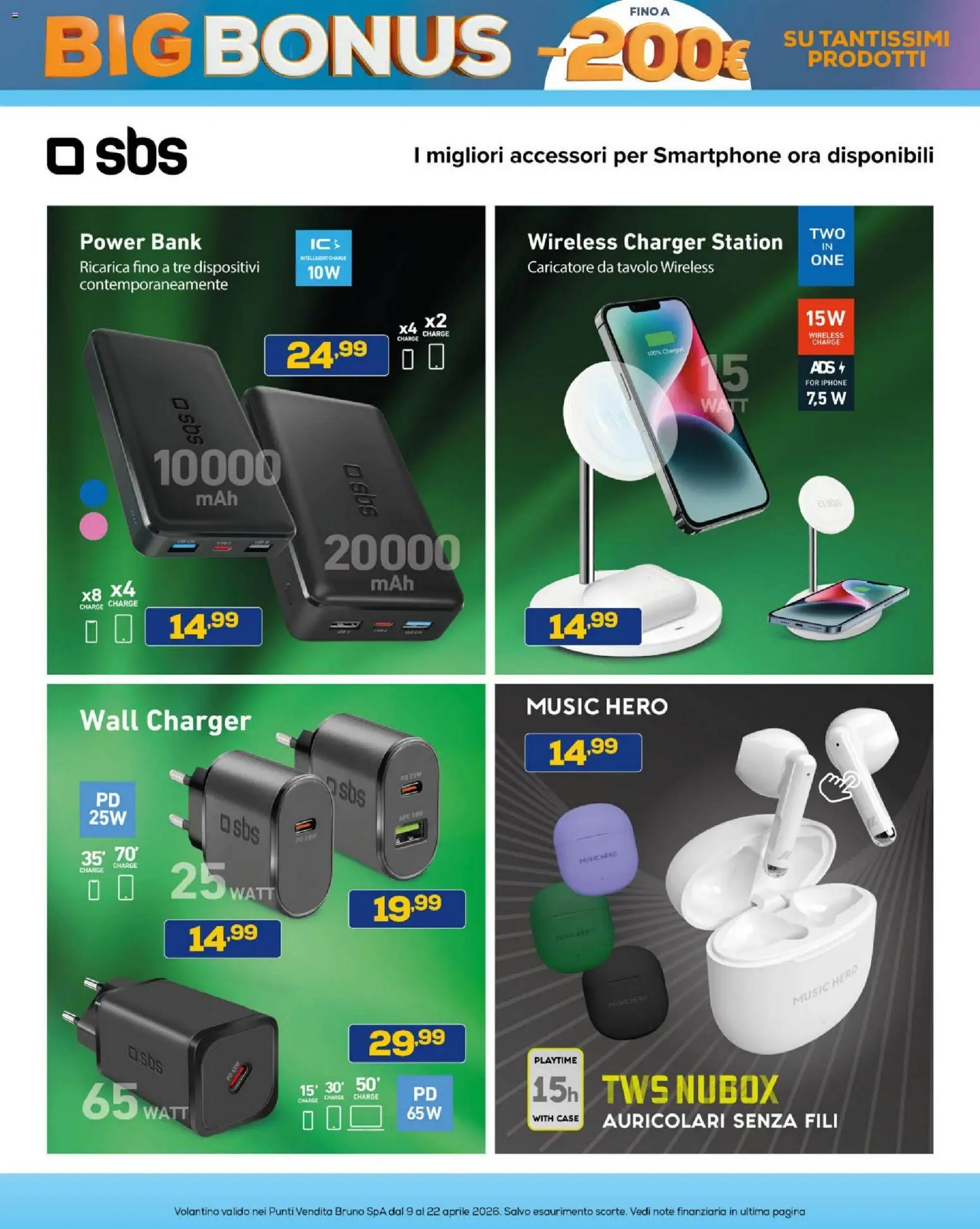 Volantino BRUNO del 09.04.2026 | Pagina: 33 | Prodotti: Iphone, Power bank, Smartphone, Tavolo