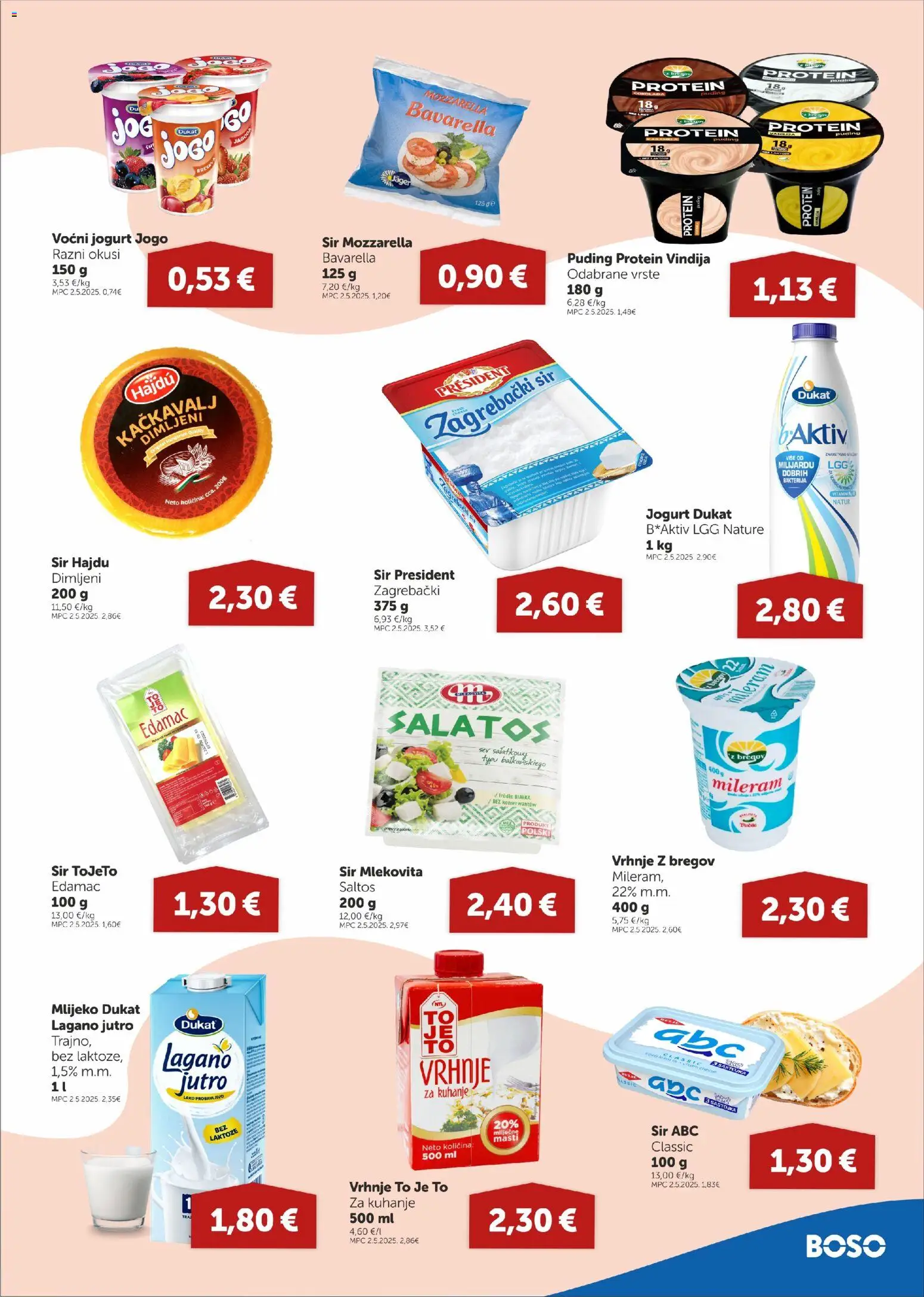 Boso katalog | vrijedi od 23.10.2025 | Stranica: 5 | Proizvodi: Protein puding, Mozzarella, Mlijeko, Jogurt