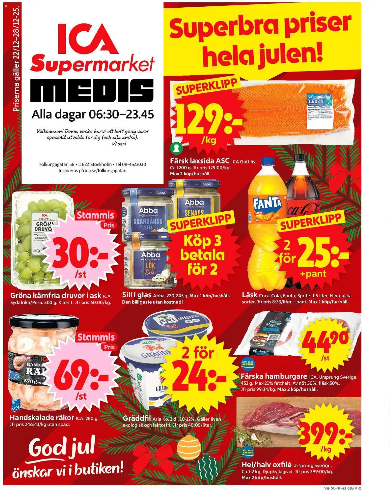 ICA Supermarket reklamblad aktuell från 22.12.2025 | Sida: 1