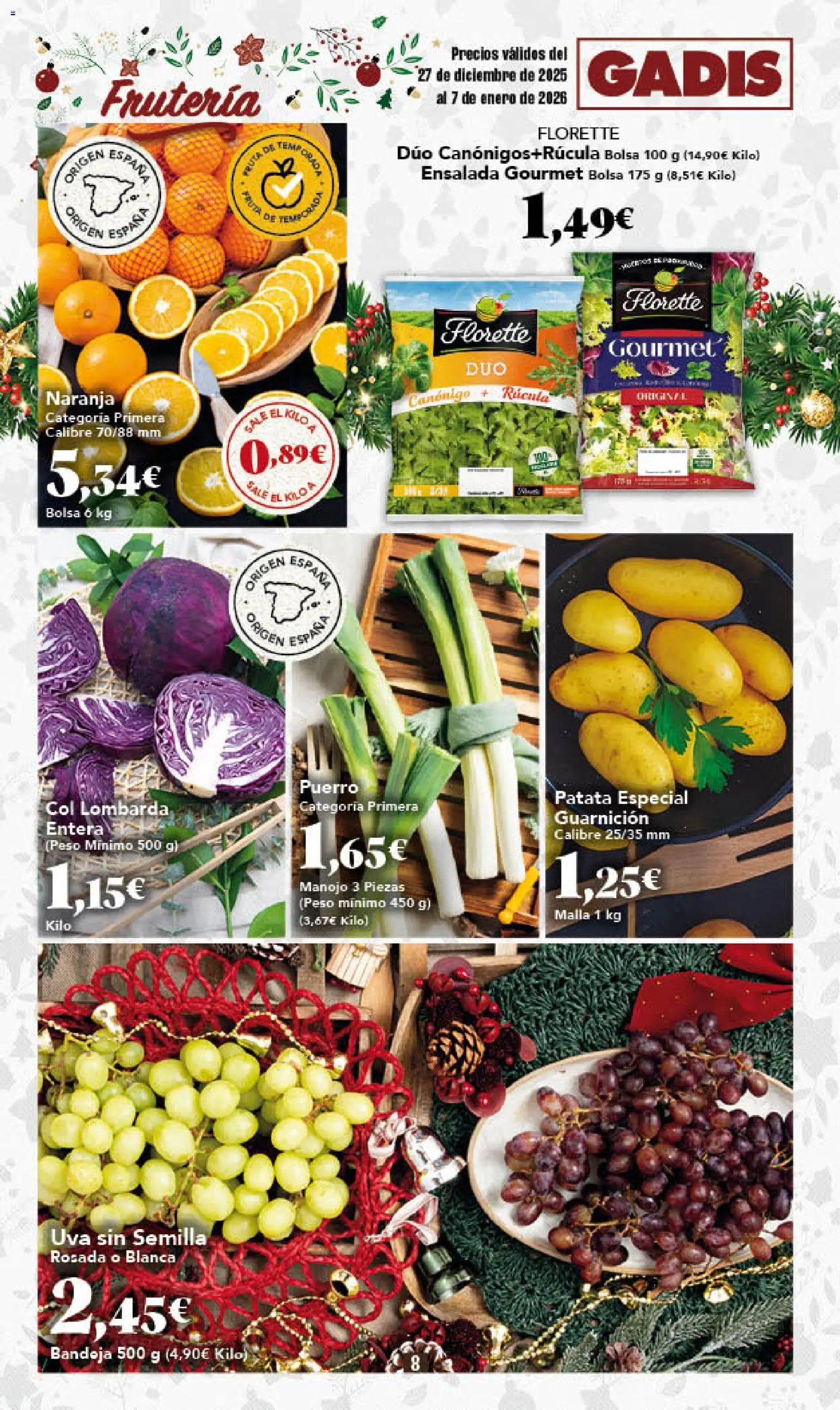 Gadis - folleto │ válido desde el 27.12.2025 | Página: 8 | Productos: Σφουγγαρίστρα, Ensalada, Bolsa, Peso