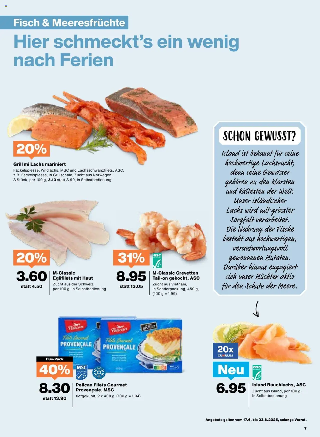 Migros Aktionen ab 17.06.2025 | Seite: 7 | Produkte: Lachs, Fisch, Meeresfrüchte, Grill