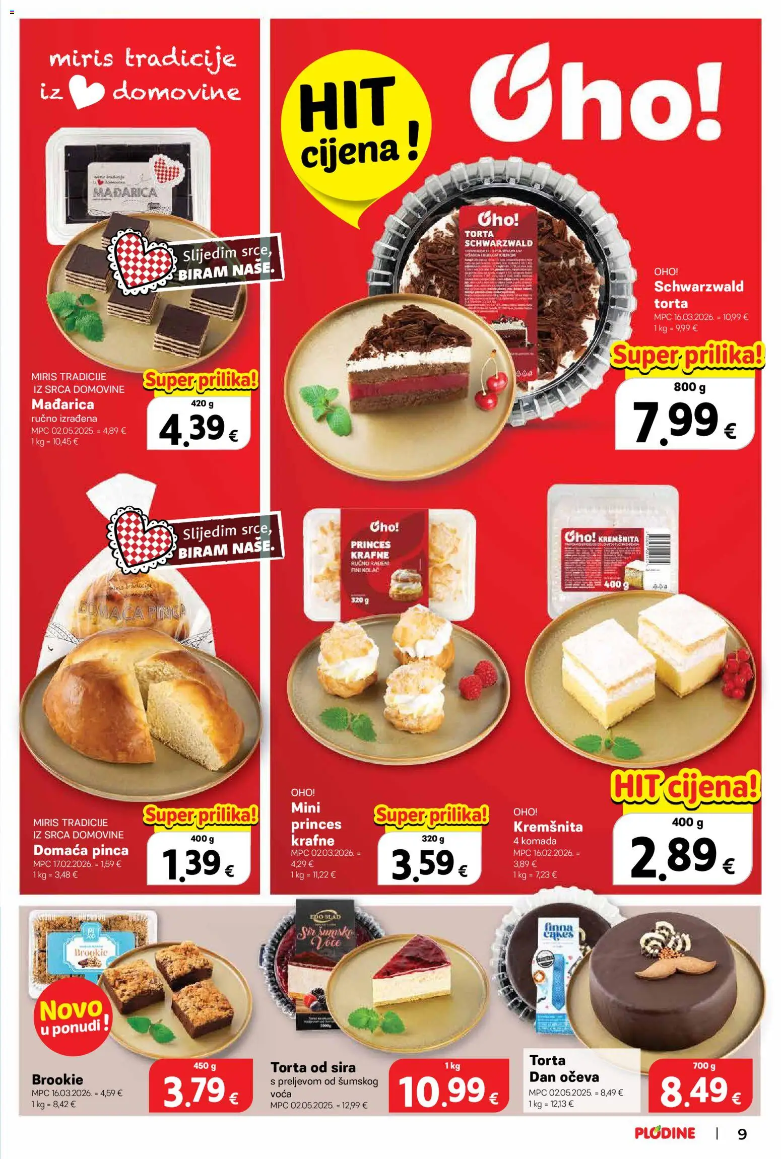Plodine katalog | vrijedi od 18.03.2026 | Stranica: 9 | Proizvodi: Miris, Sir, Krafne, Torta