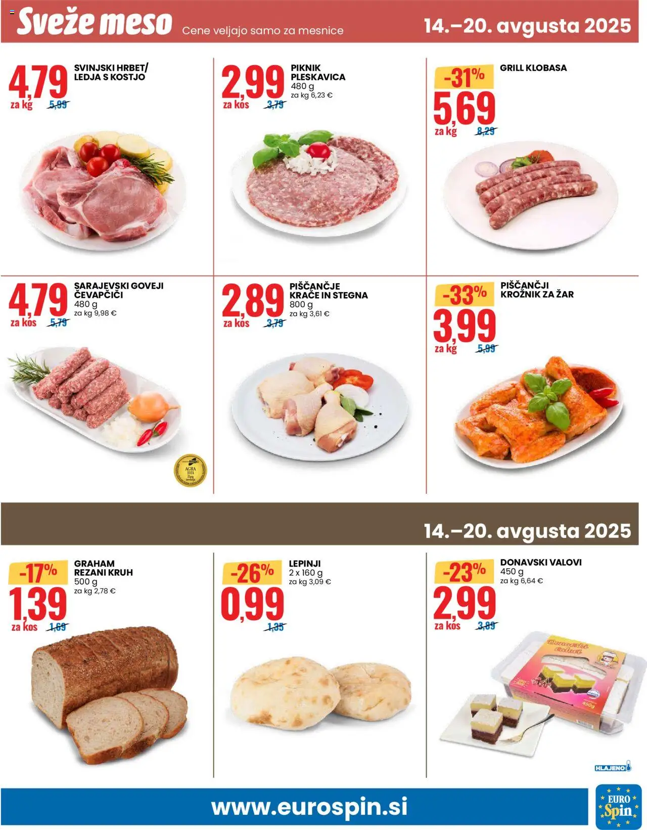 Eurospin katalog │ velja od 14.08.2025 | Stran: 13 | Izdelki: Čevapčiči, Zar, Kos, Kruh