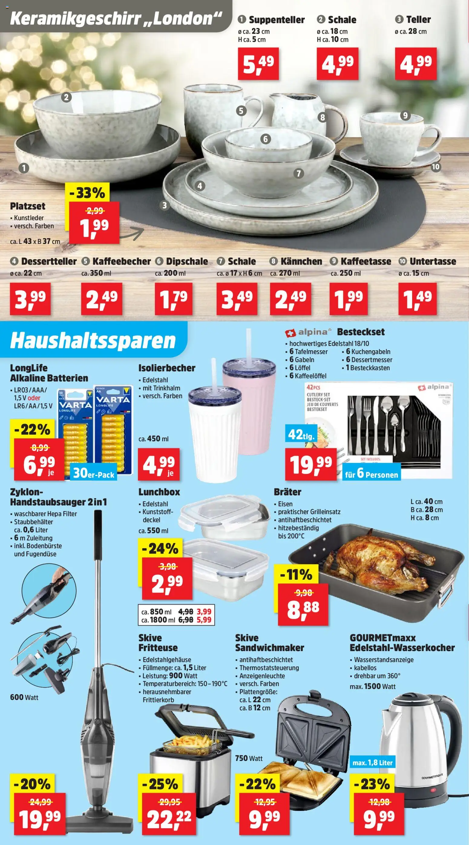 Thomas Philipps Prospekt – gültig ab 10.11.2025 | Seite: 2 | Produkte: Sandwichmaker, Batterien, Fritteuse