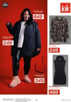 Náhled letáku Kik leták od 13.10.2025 | Strana: 21 | Produkty: Halenka, Vesta, Kabát, Legíny