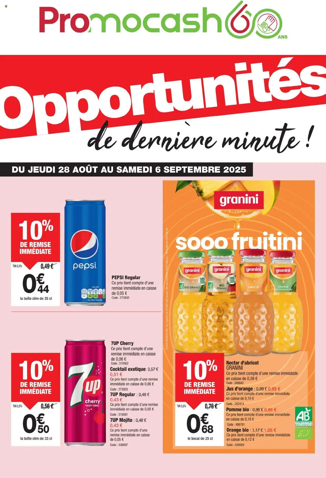  | Page: 1 | Produits: Abricot, Jus d'orange, Orange, Pomme