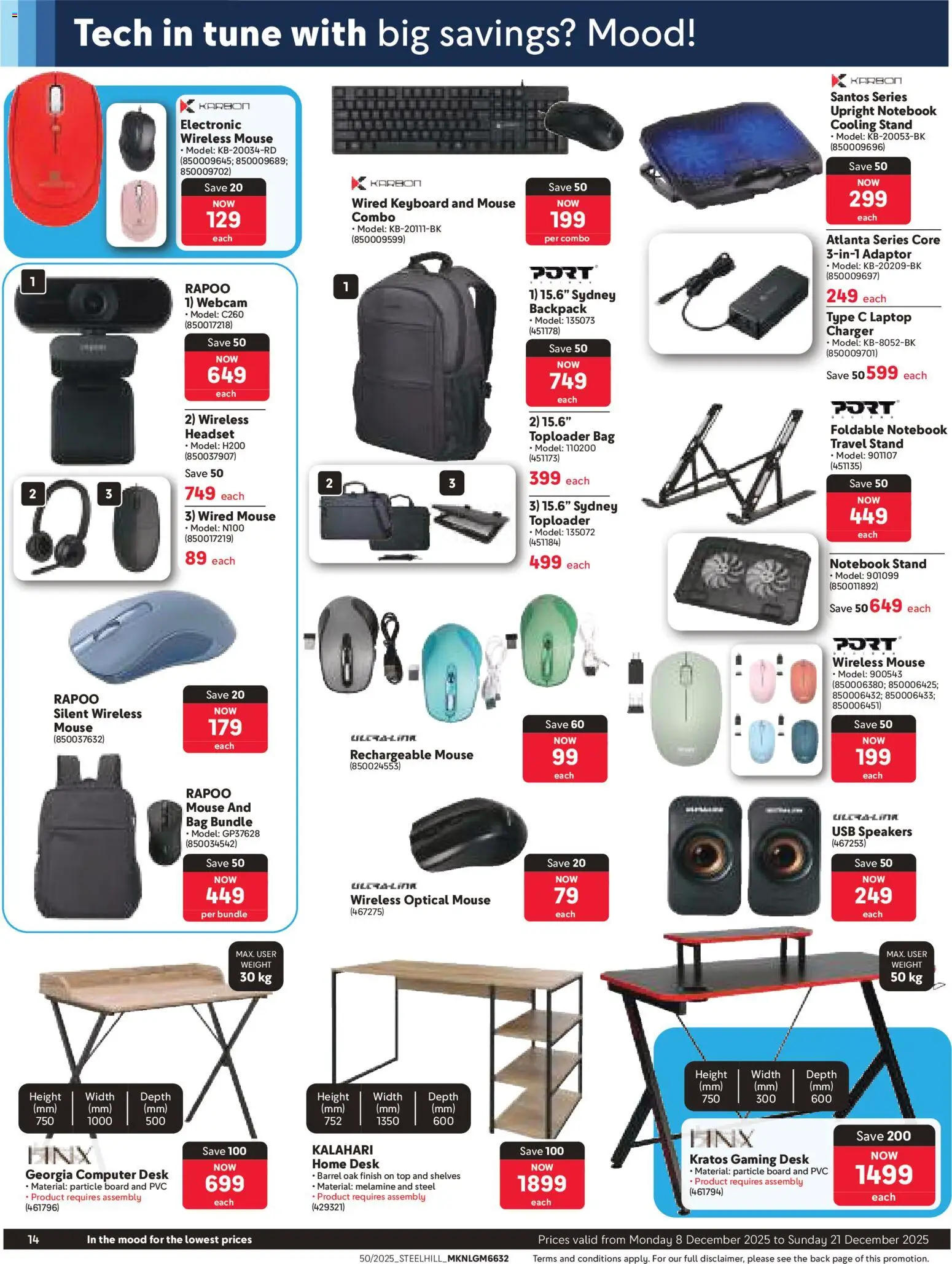 New Makro catalogue – valid from 08.12.2025 | Page: 14 | Products: Computer, Mouse, Desk, Bag