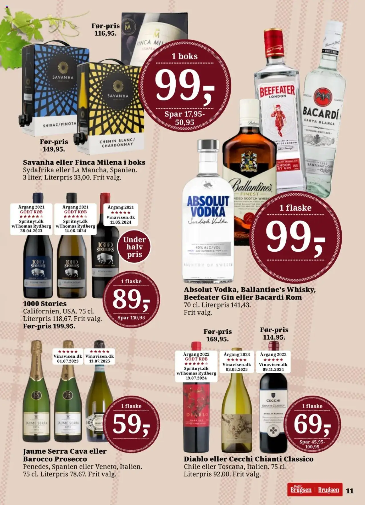 Dagli'Brugsen tilbudsavis – gyldig fra 12.09.2025 | Side: 11 | Produkter: Boks, Gin, Vodka, Rom