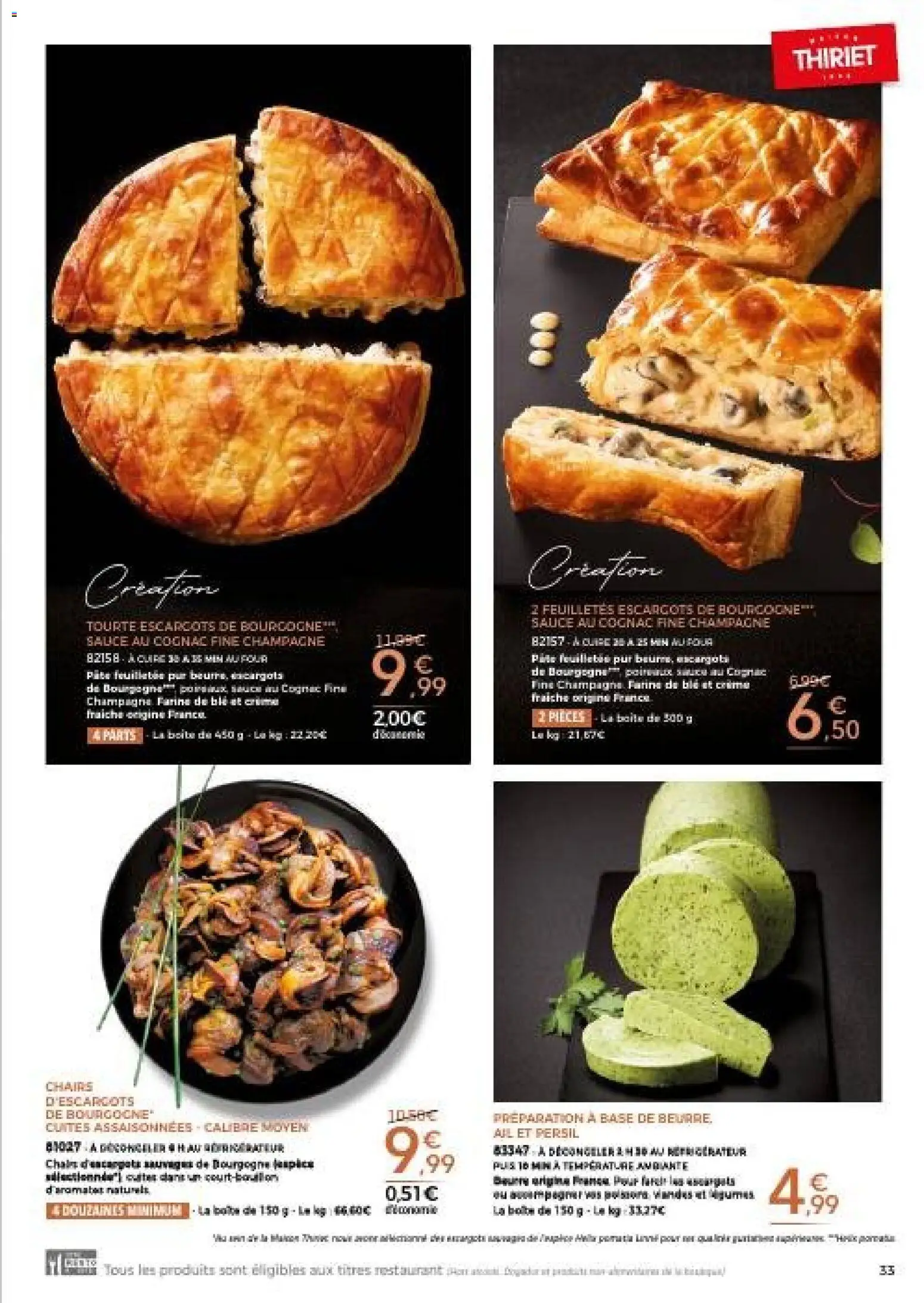 {H1} | Page: 33 | Produits: Base, Réfrigérateur, Escargots, Champagne