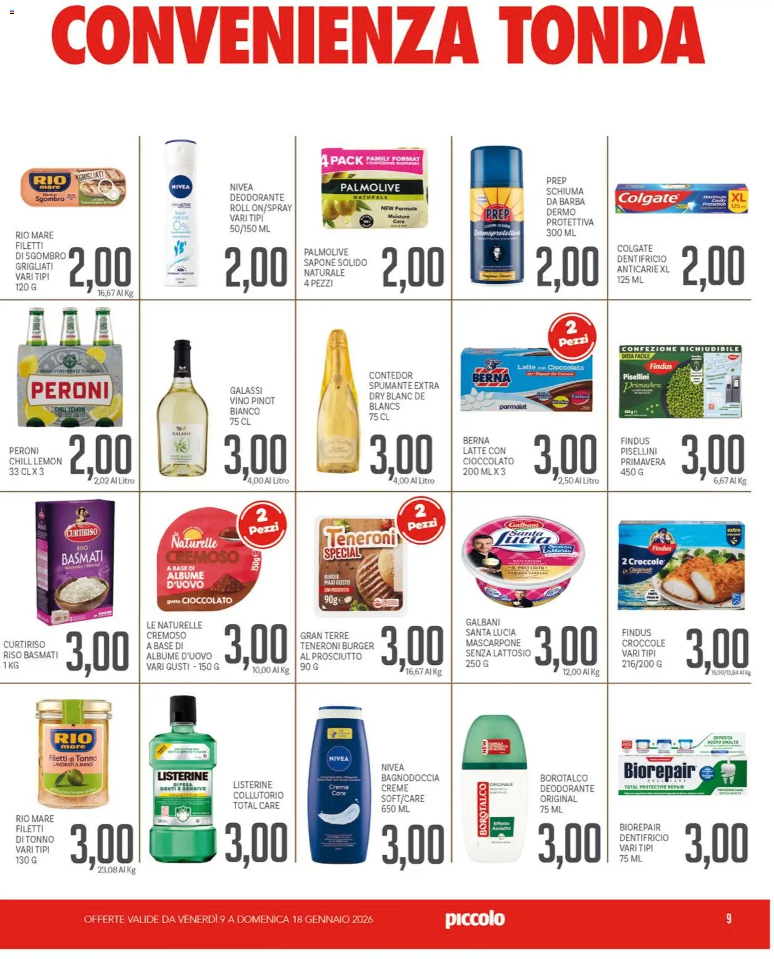 Volantino Piccolo del 09.01.2026 | Pagina: 9 | Prodotti: Riso Basmati, Sapone, Collutorio, Riso