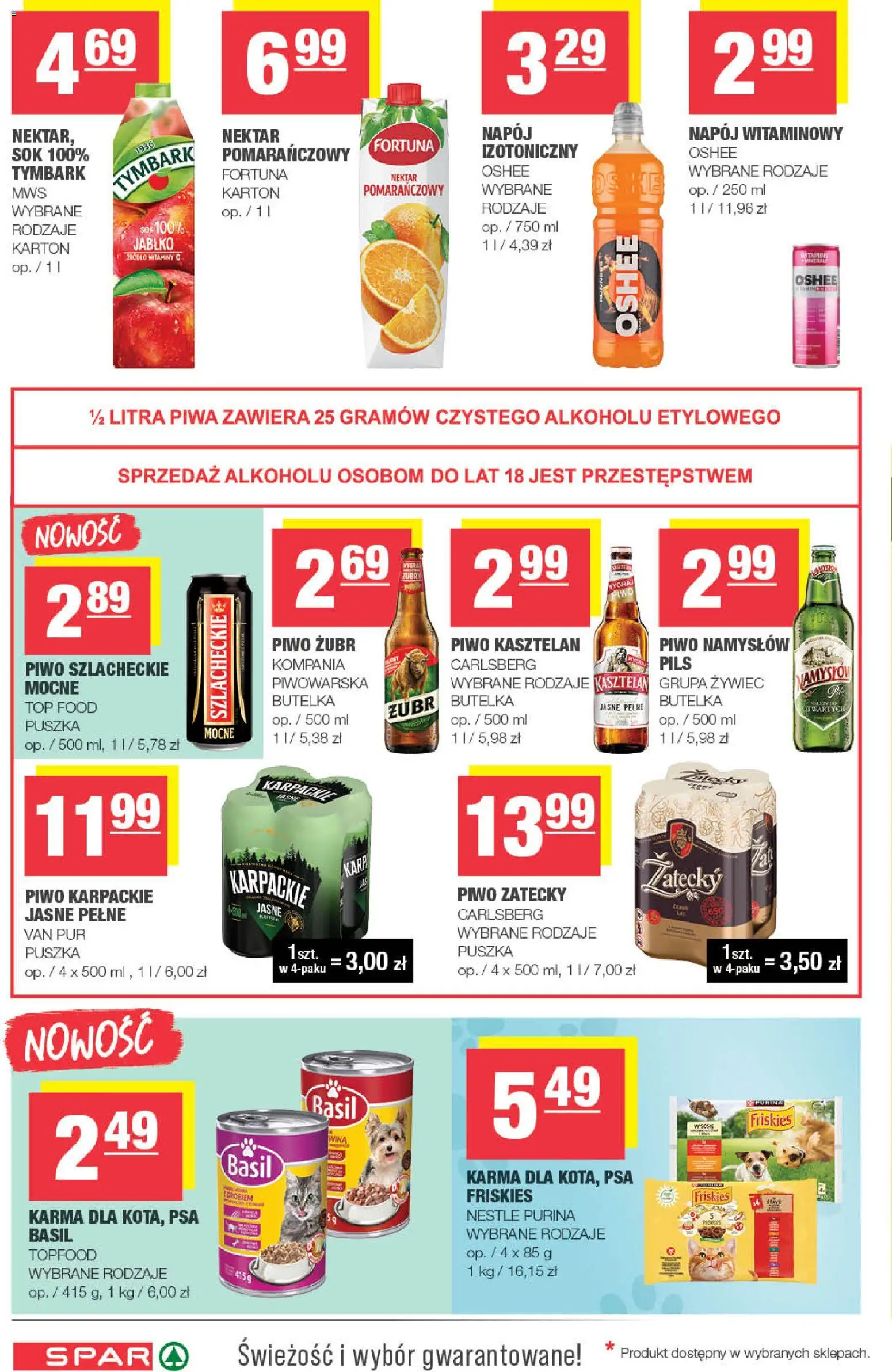 Spar Gazetka od 19.11.2025 | Strona: 6 | Produkty: Piwo żubr, Top, Sok, Piwo