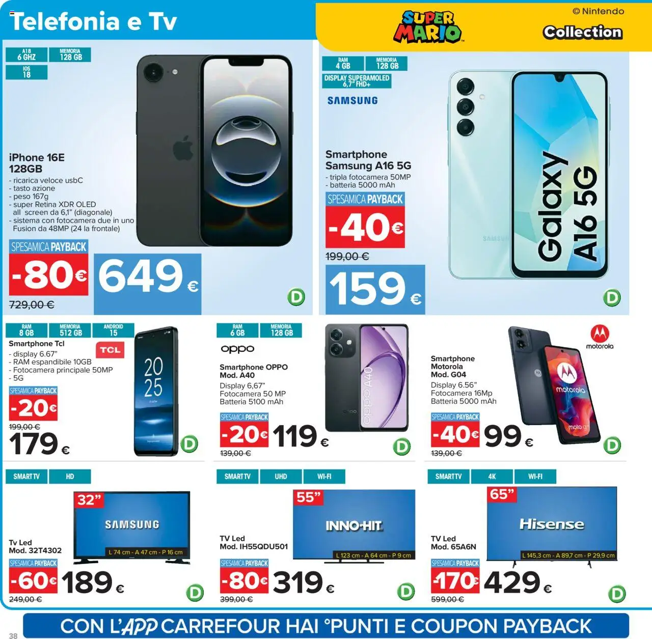 Volantino Carrefour del 26.09.2025 | Pagina: 38 | Prodotti: Iphone, smart TV, Fotocamera, Samsung