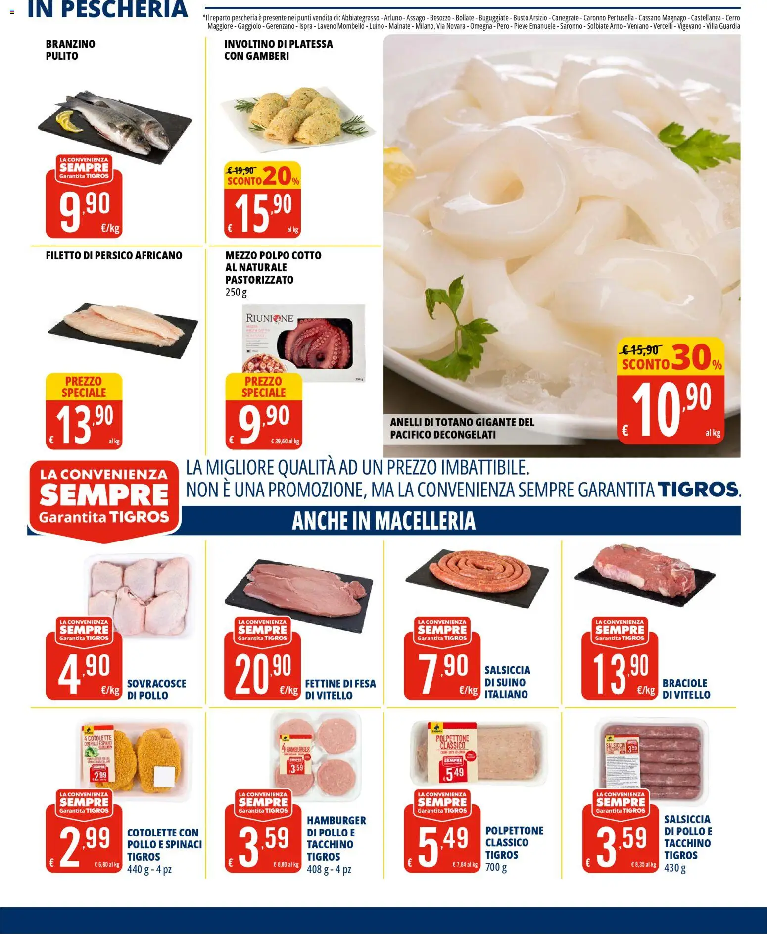 Volantino Tigros del 28.01.2026 | Pagina: 7 | Prodotti: Pollo, Gamberi, Spinaci, Vitello